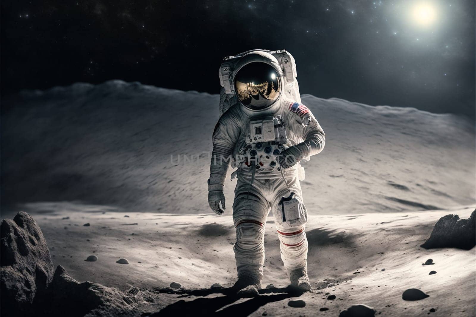 Astronaut in outer space. Space travel copncept