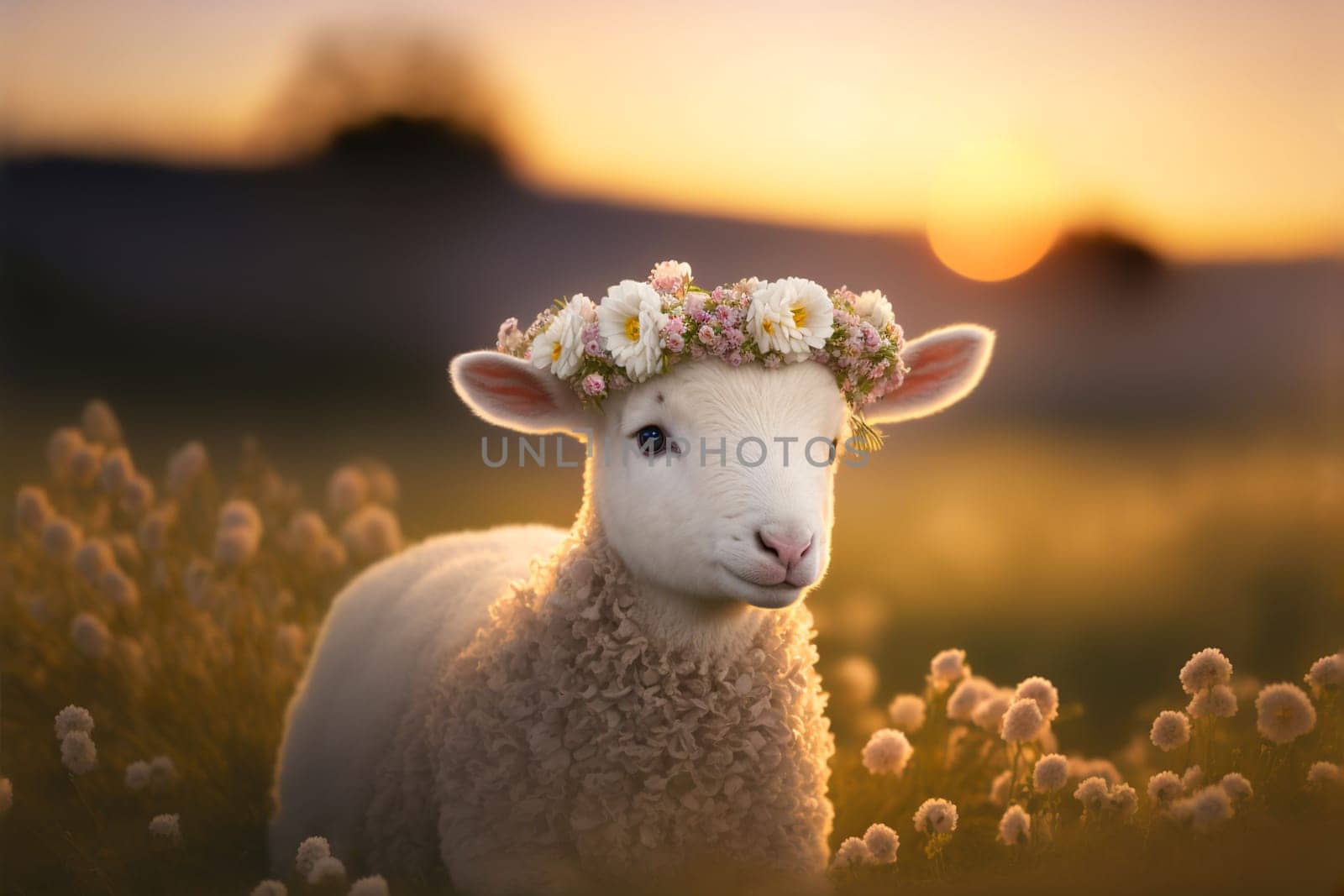Baby lamb with flower crown