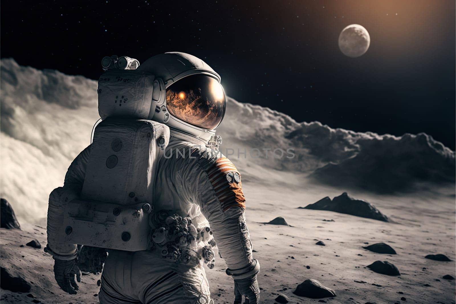 Astronaut in outer space. Space travel copncept