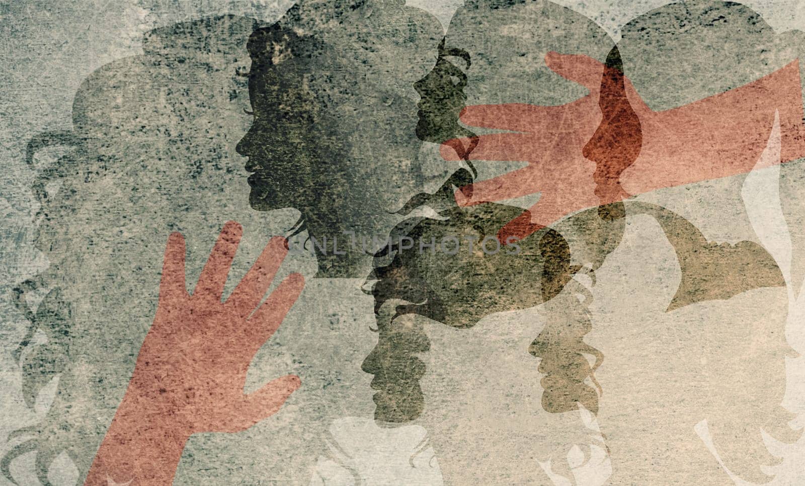 Domestic violence, hand hits face of abused woman, international awareness month october for victims and survivors