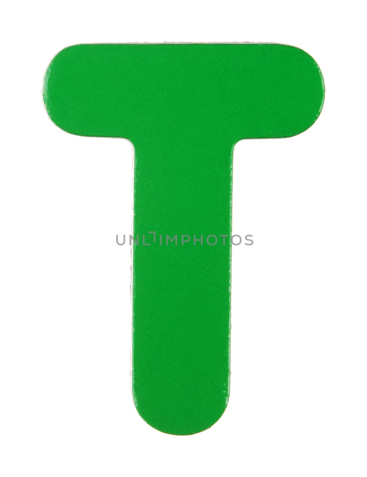 An upper case T magnetic letter on white with clipping path