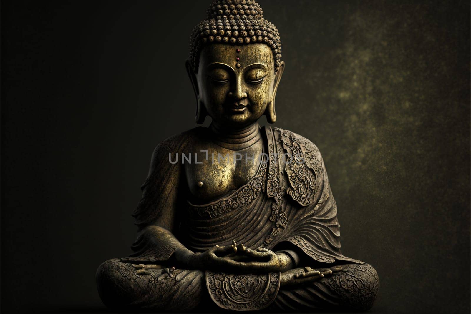 Buddha statue on dark background