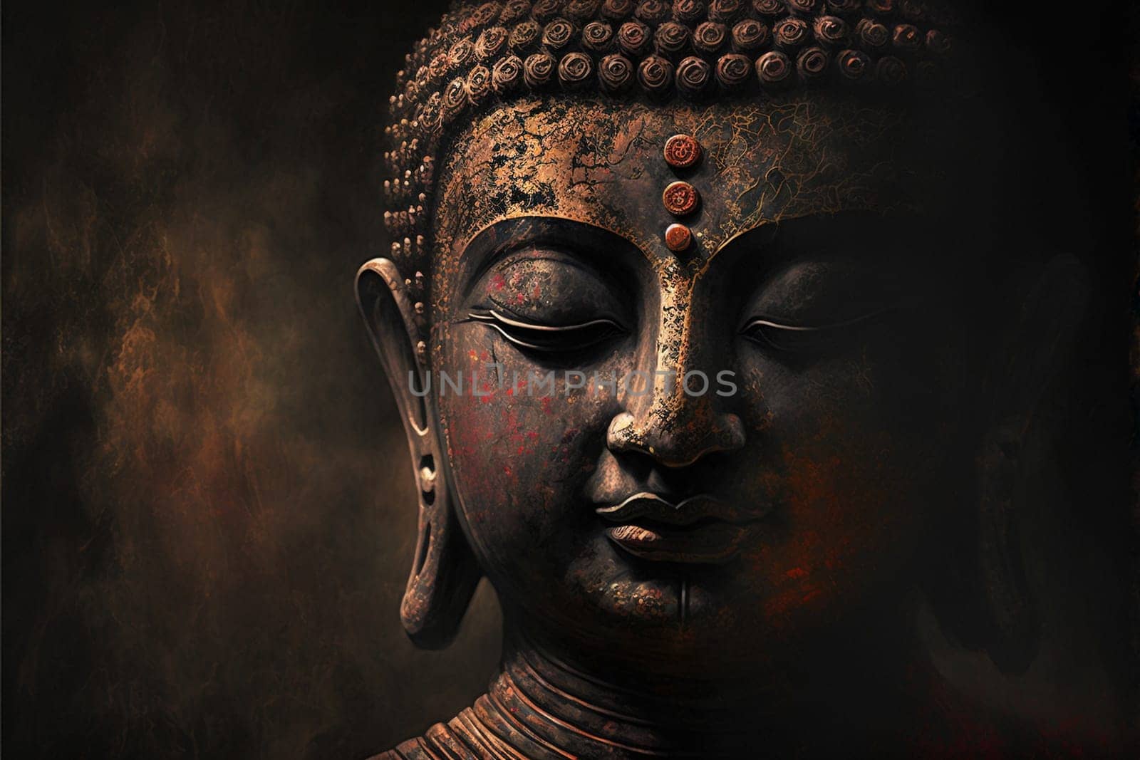 Buddha statue on dark background
