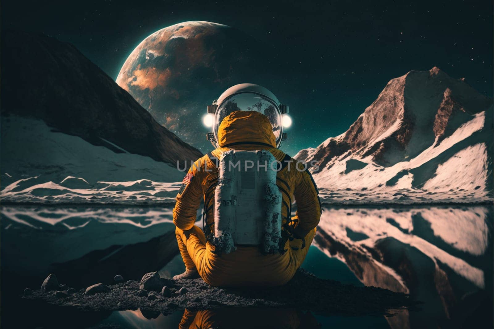 Astronaut in outer space. Space travel copncept