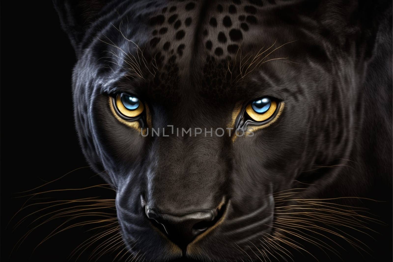 Black panther face on black background