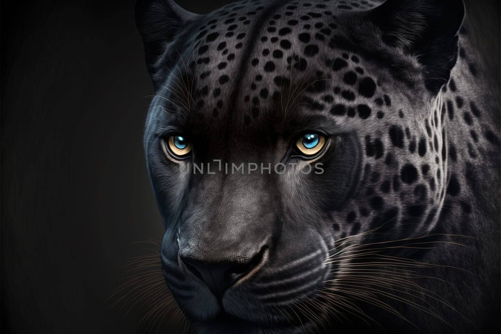 Black jaguar face on black background