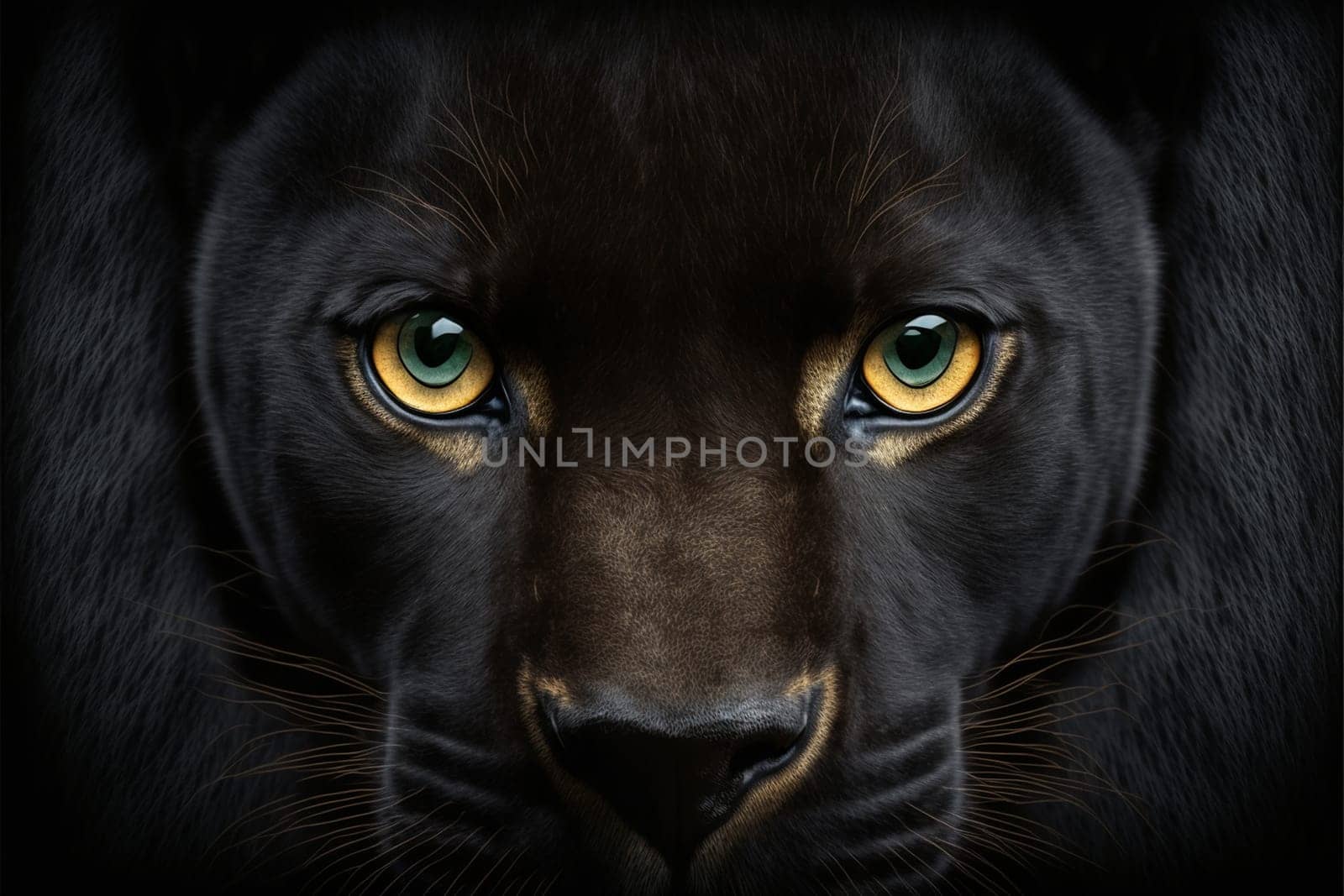 Black panther face on black background