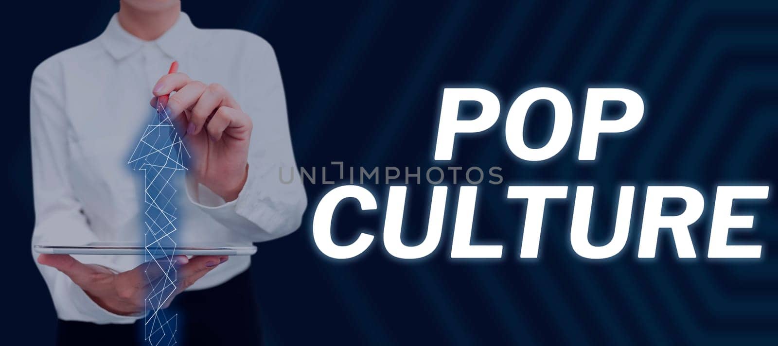 Conceptual caption Pop Culture, Word for describes the lifestyle and tastes of the majority of mostly younger people
