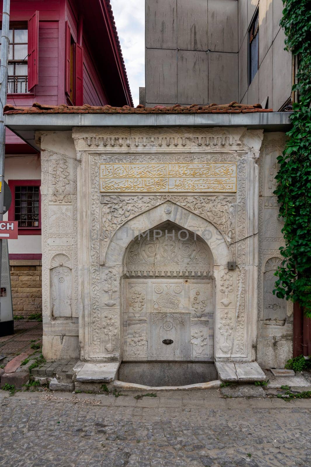 Marble sculpted drinking fountain, also Sabil, located near Sultanahmet square, Fatih district, Istanbul, Turkey