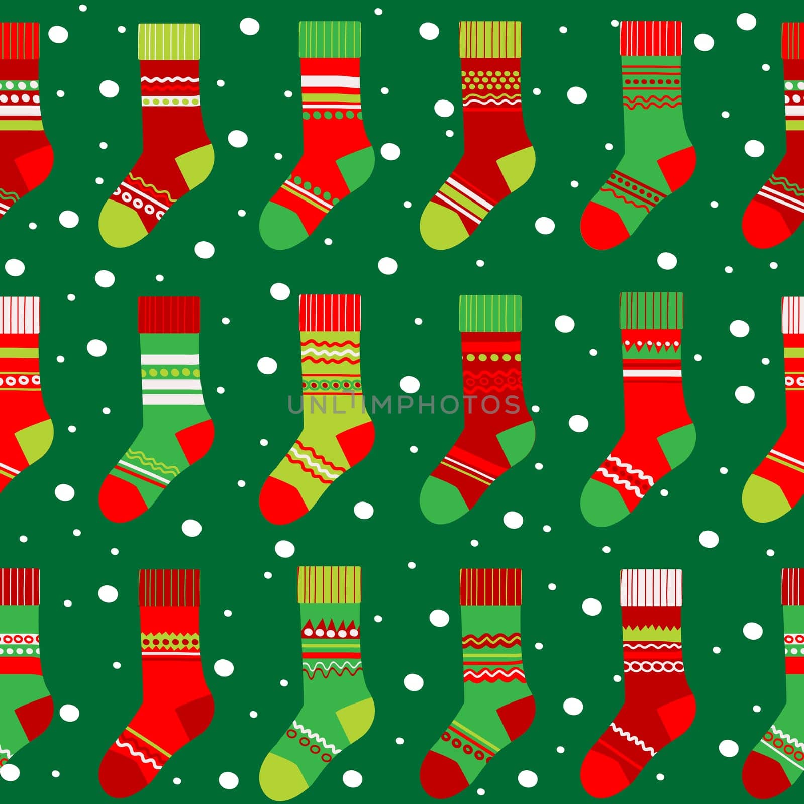 Christmas socks  winter seamless pattern