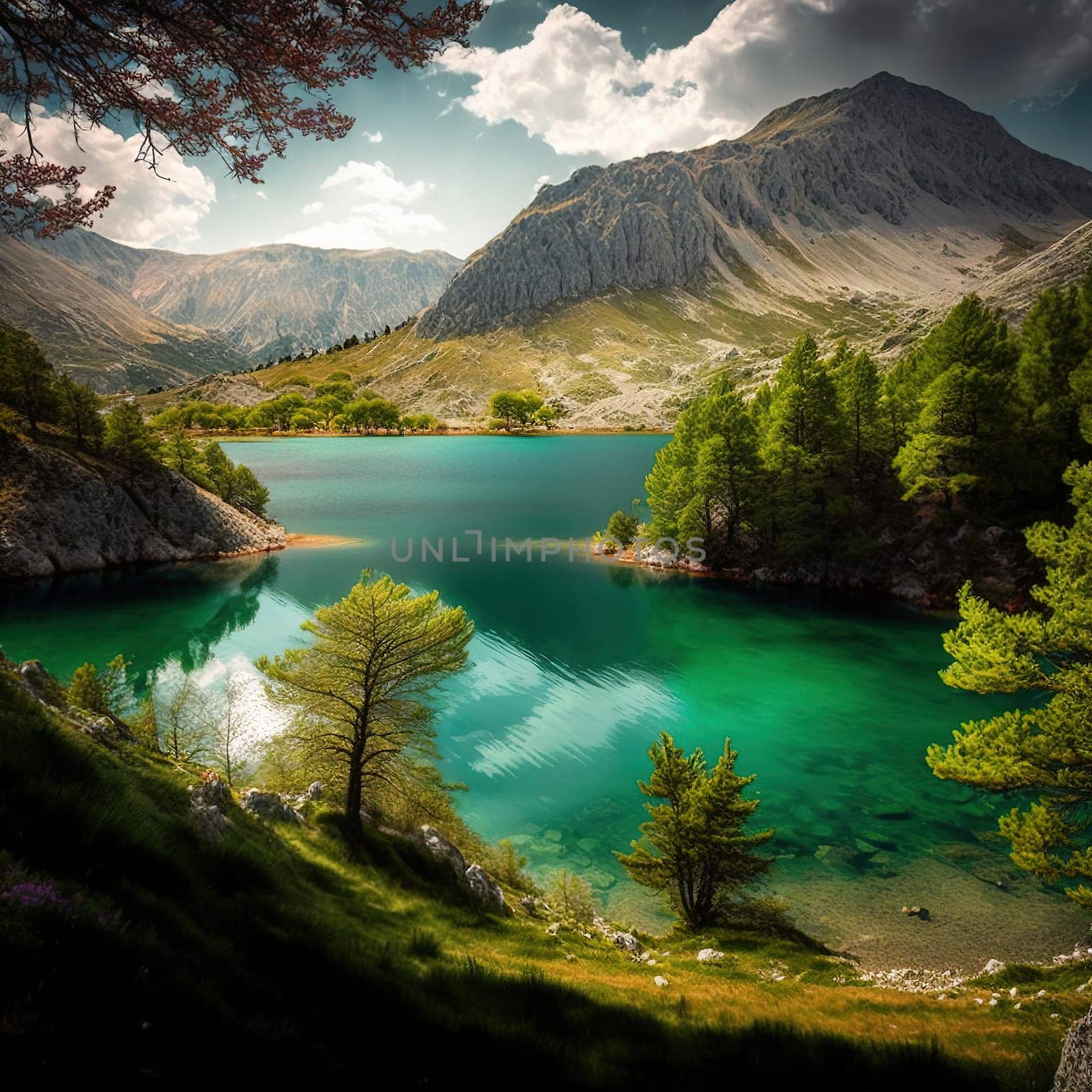 This breathtaking piece captures the natural splendor of the Shkoder National Park in Albania, known for its beautiful mountains, lakes, and rivers. The painting showcases the diverse landscapes and the rich biodiversity of the park, set against the stunning natural surroundings.