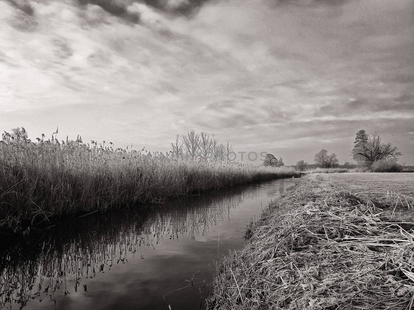 small canal in Brandenburg countryside, Germany