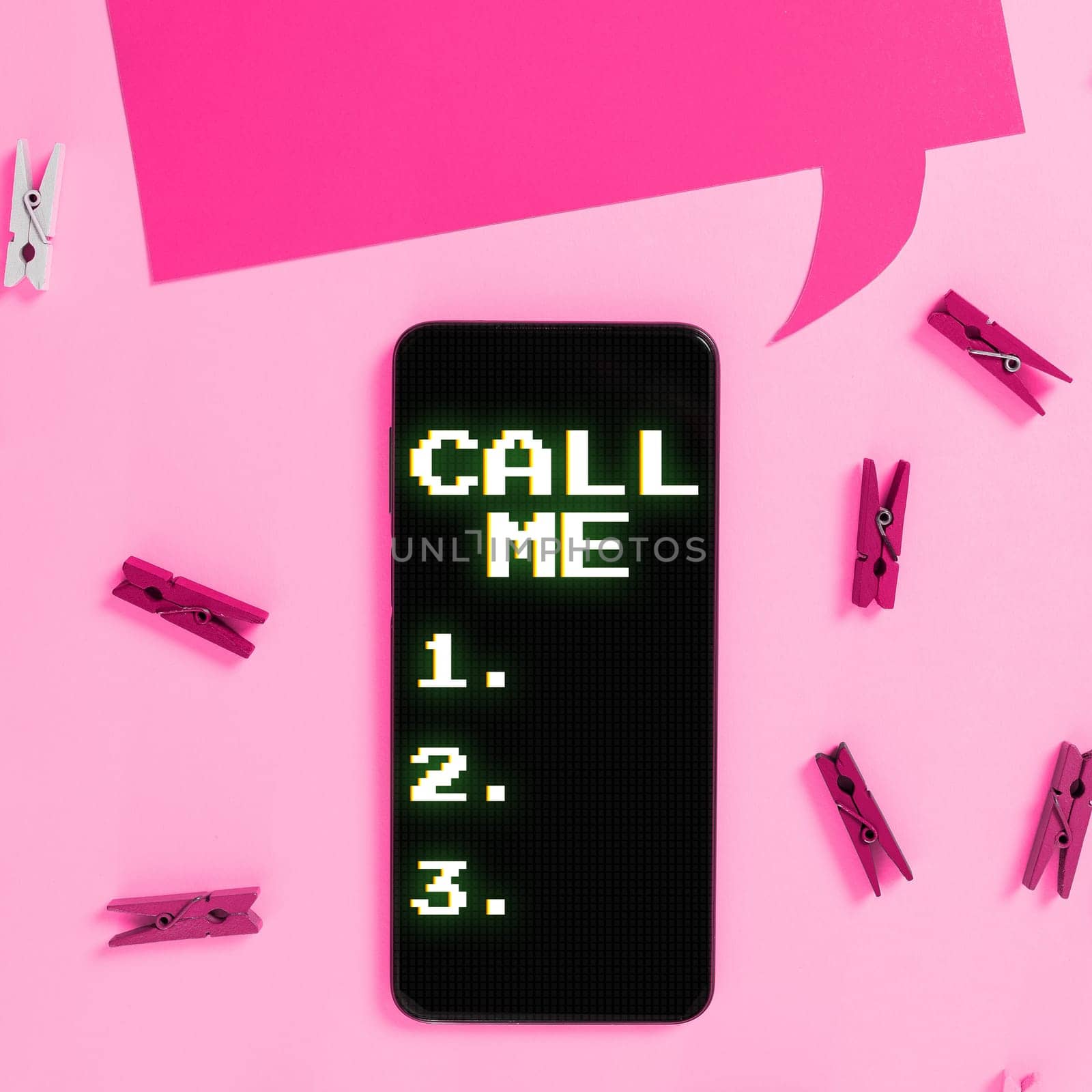 Conceptual display Call Me, Internet Concept Asking for communication by telephone to talk about something