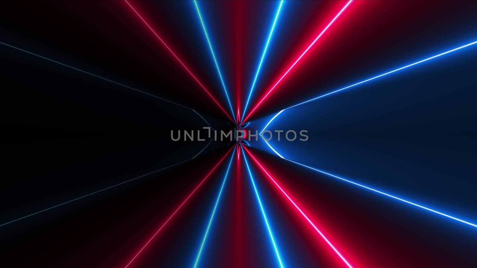 Neon lines tunnel. Computer generated 3d render