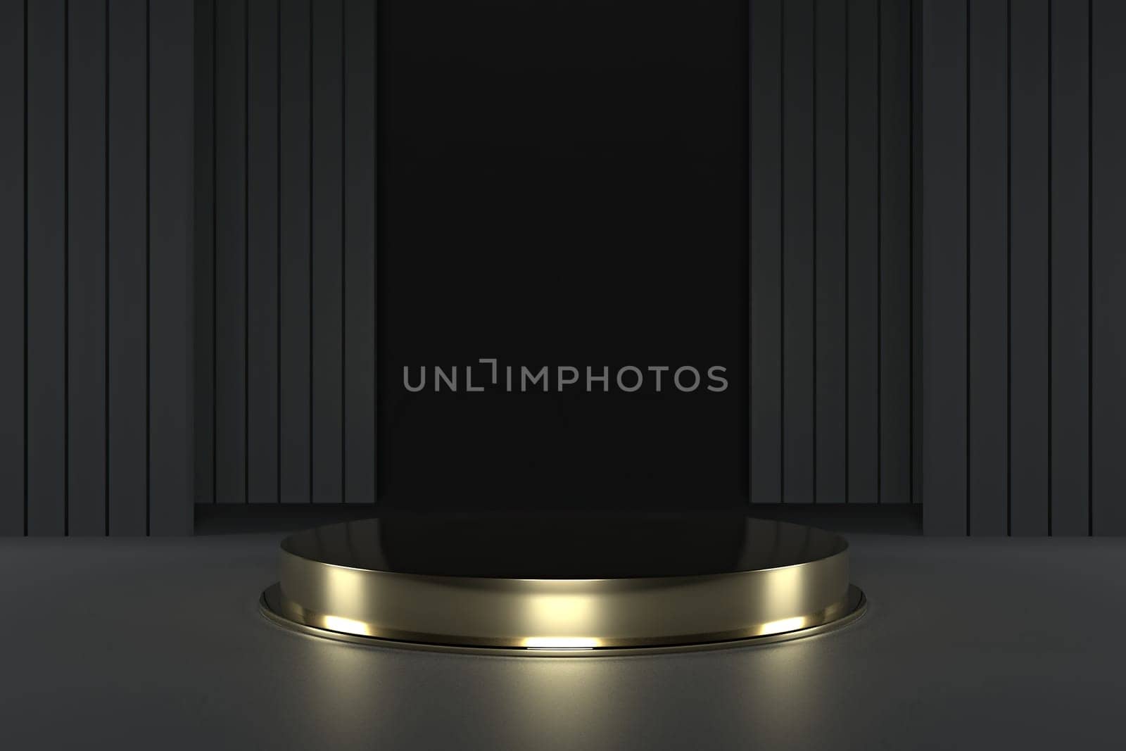 Abstract geometric podium background. Minimalist primitive shapes. Modern mockup. Blank template. Empty showcase. 3d render of shop display
