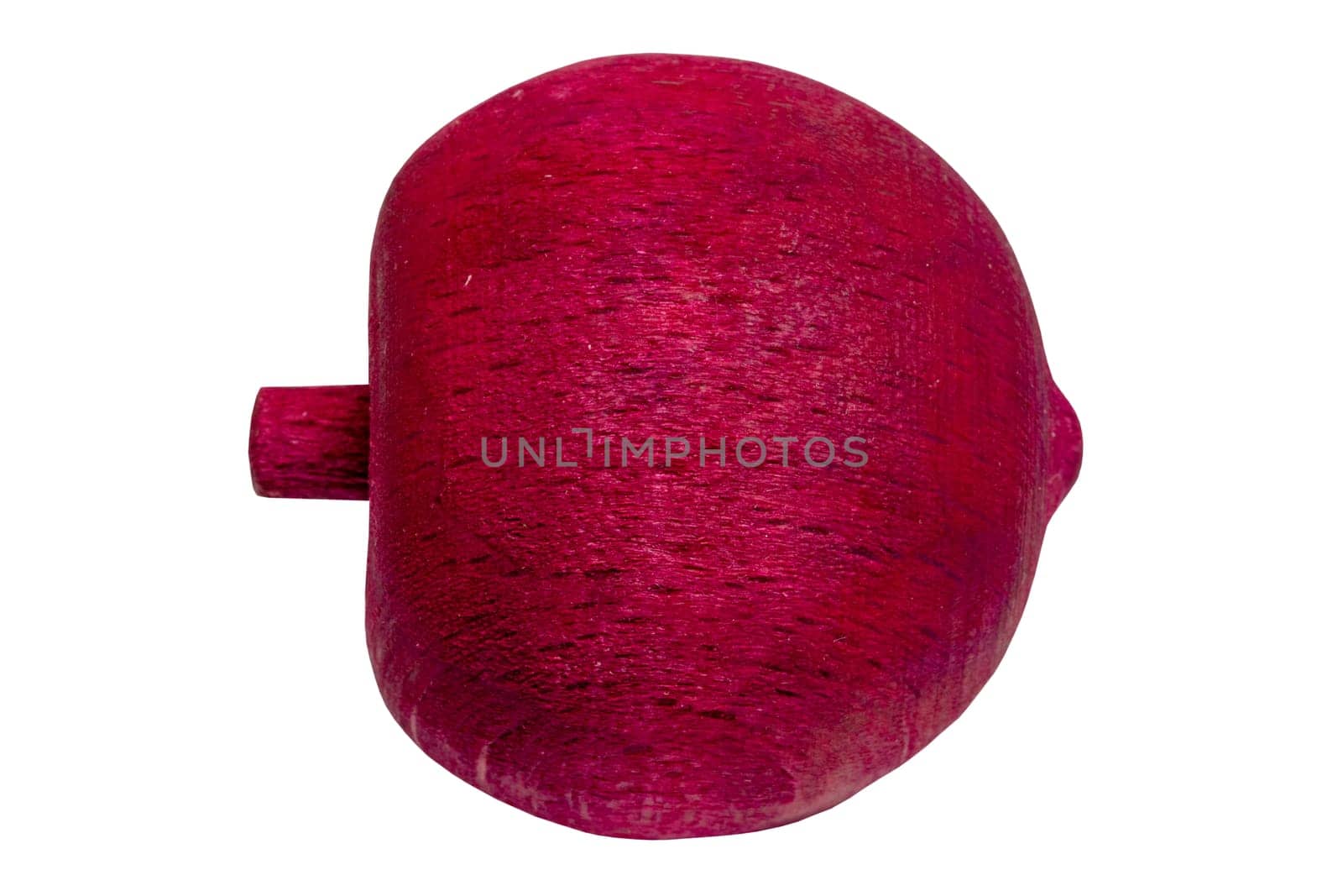 Scented wooden balls. Close-up of a red air freshener made of wooden ball and aromatized with essential oils. Clipping path. Beautiful gift isolated on white. Macro.