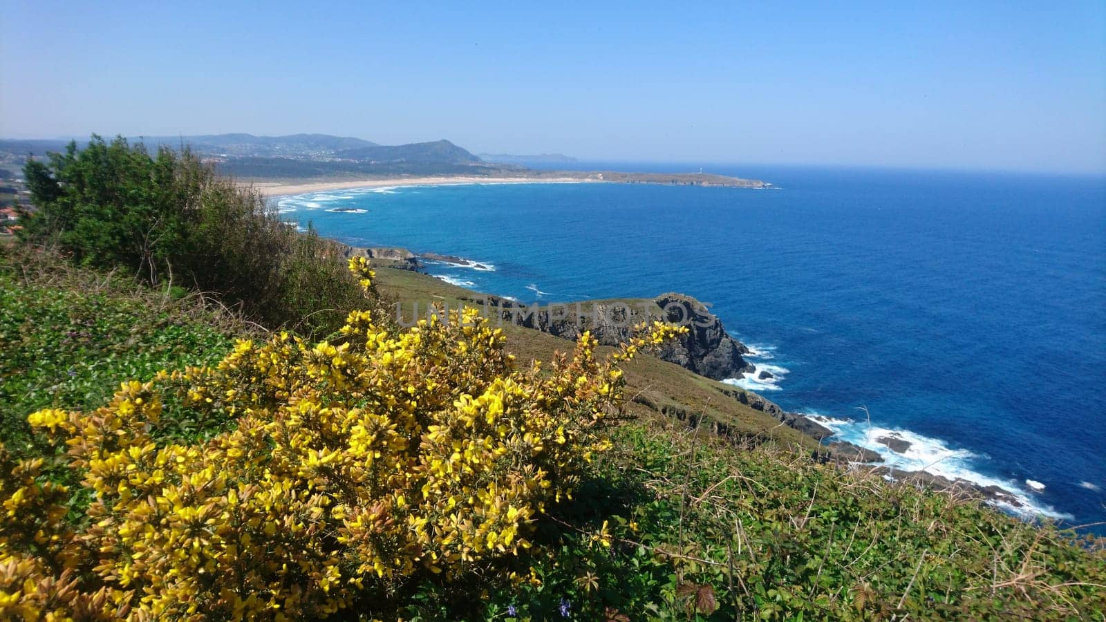 Coastal landscape view at Santo Andre de Texeido in Galicia, Spain