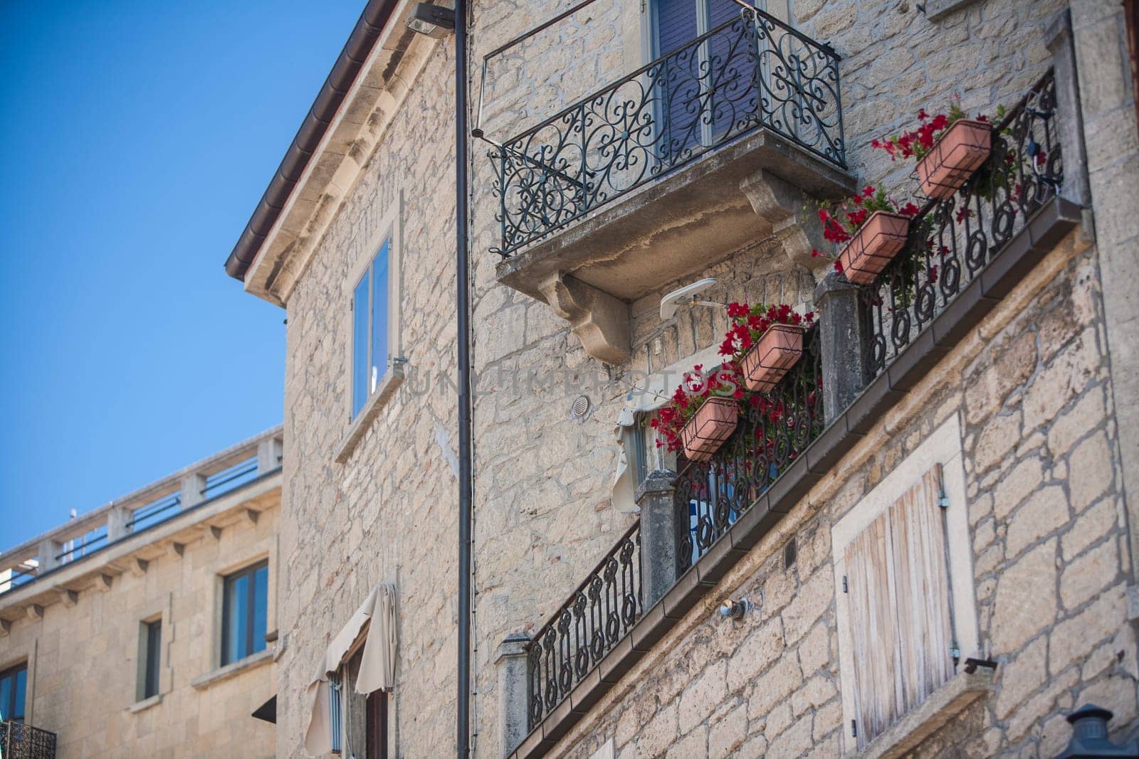 The balconies of San Marino.  San Marino is the 5th smallest country in the world and is located within Italy.