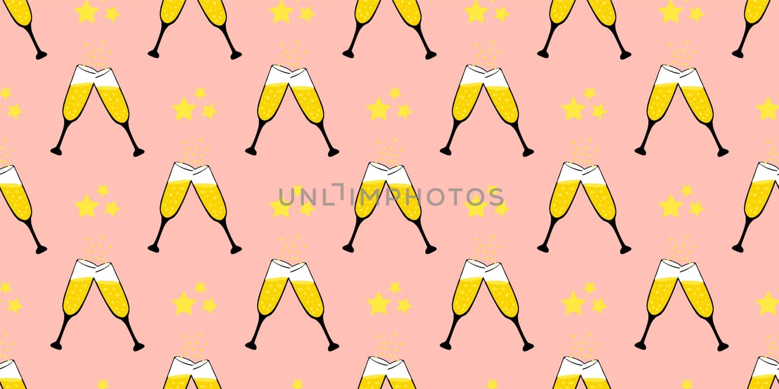 Party design. champagne glasses pattern.Vector seamless pattern with glasses.