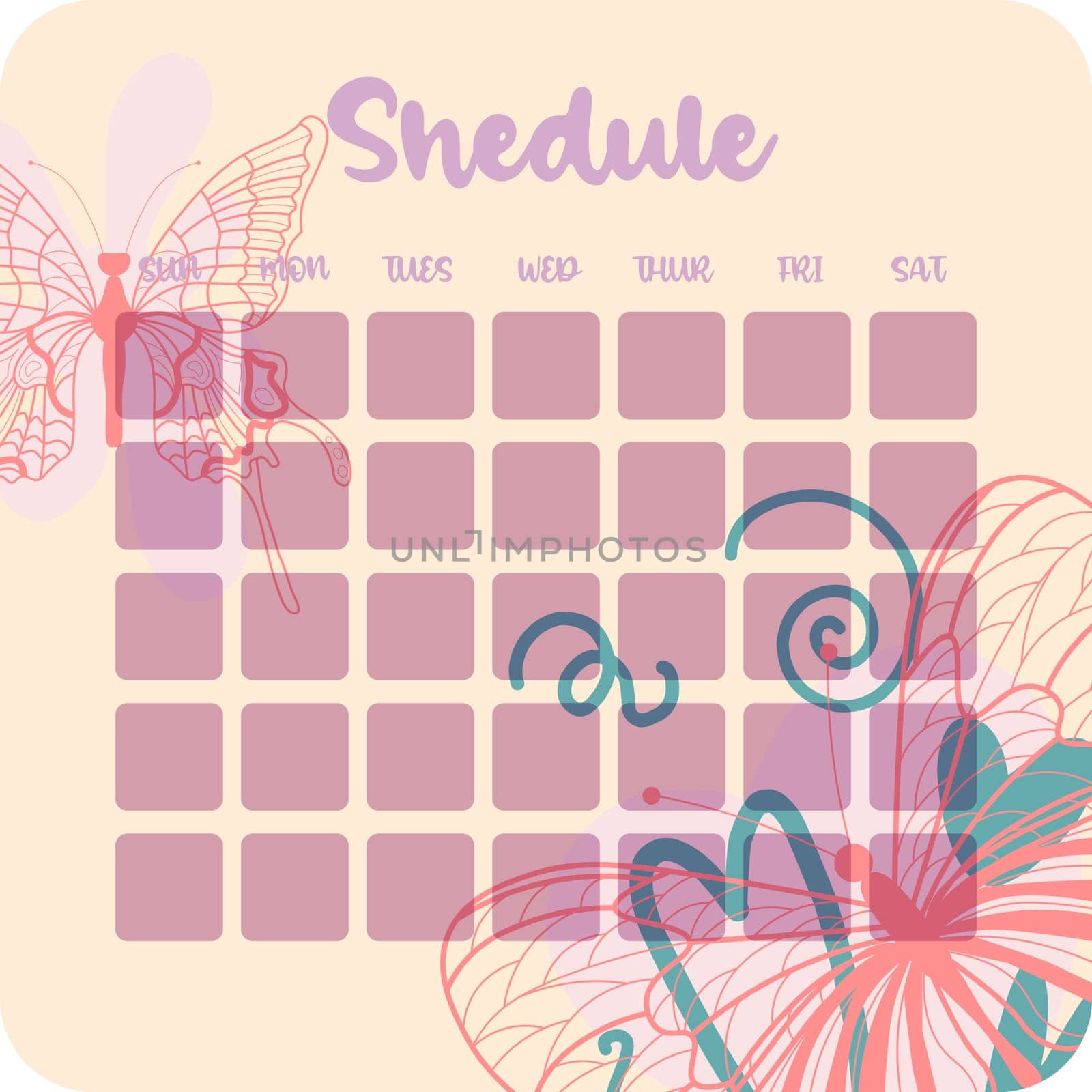 Template for agenda, schedule, planners, checklists, bullet journal, notebook and other stationery.