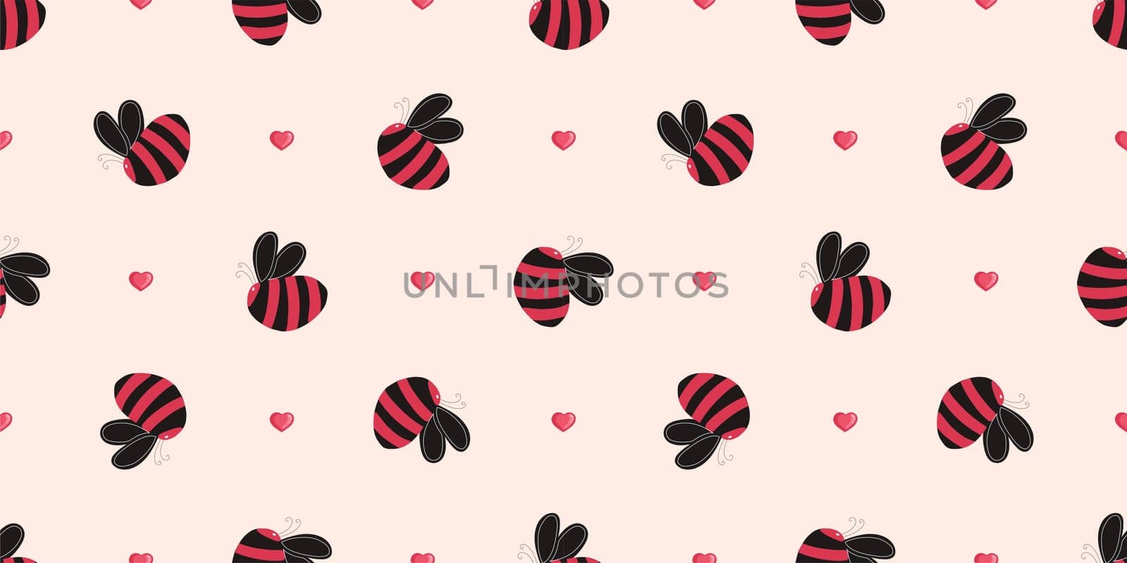 Design for kids. bees pattern.Vector seamless pattern with insects.