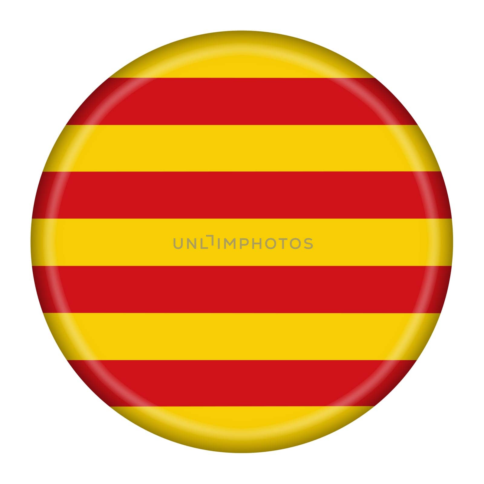 A Catalonia button flag red yellow 3d illustration