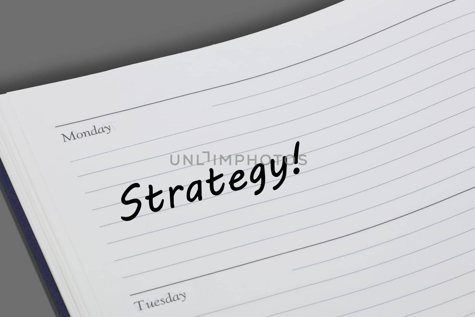 A Strategy reminder message in an open diary