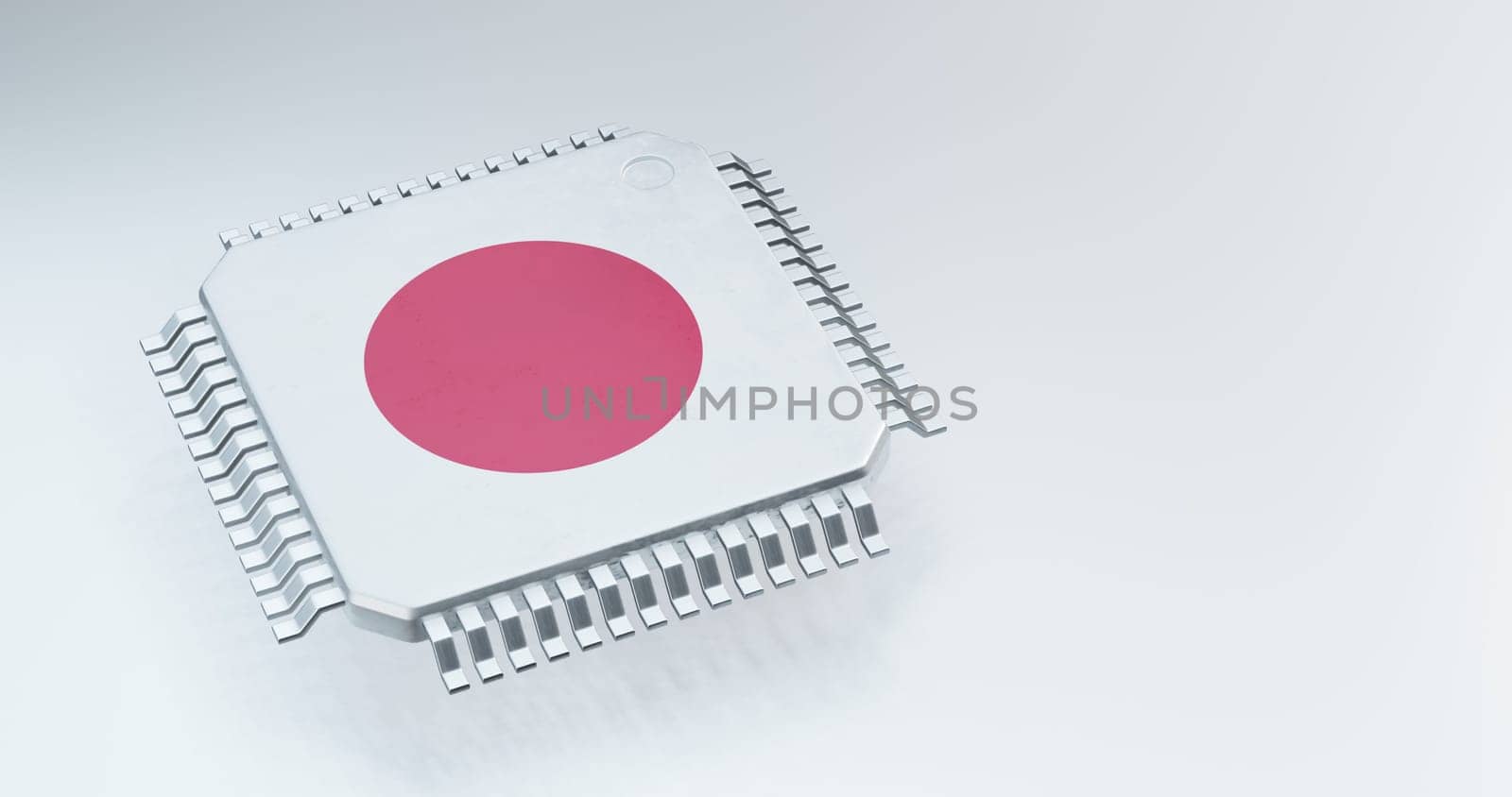 3d render of microchip or semiconductor chip with countries flag for supply chain concept.