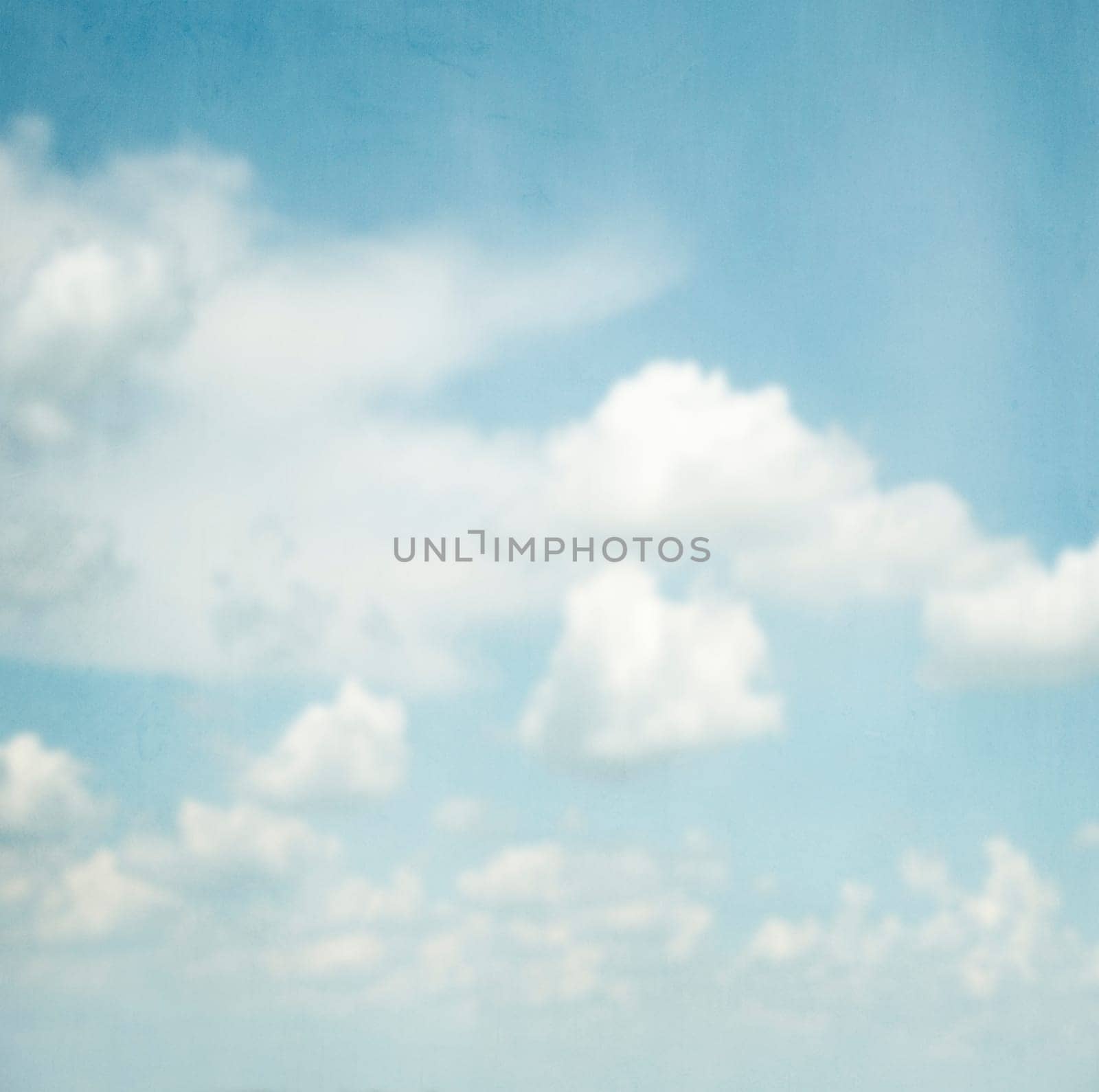 Blue sky and clouds on art canvas textured background. Aerial nature landscape creative design.
