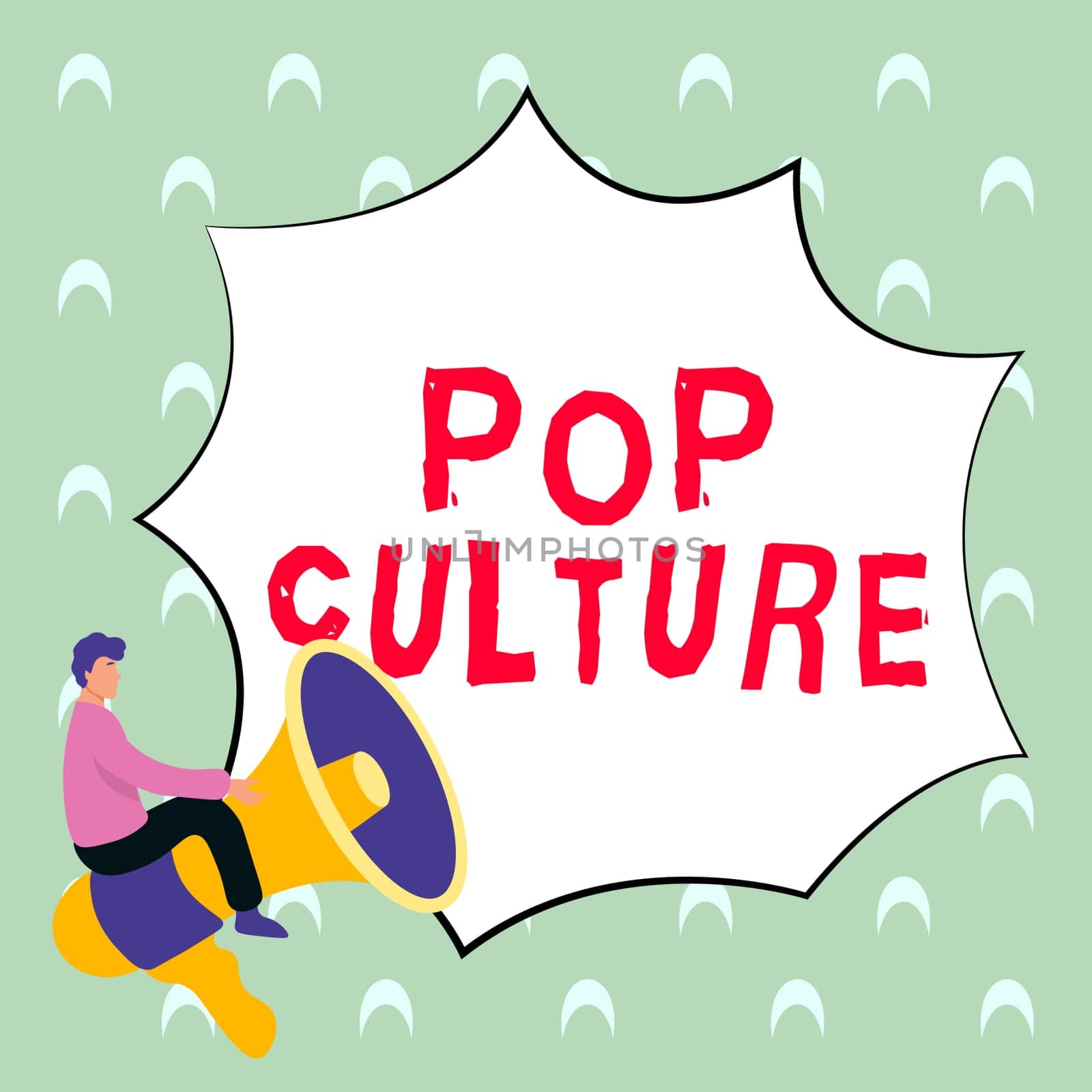 Text caption presenting Pop Culture, Internet Concept describes the lifestyle and tastes of the majority of mostly younger people