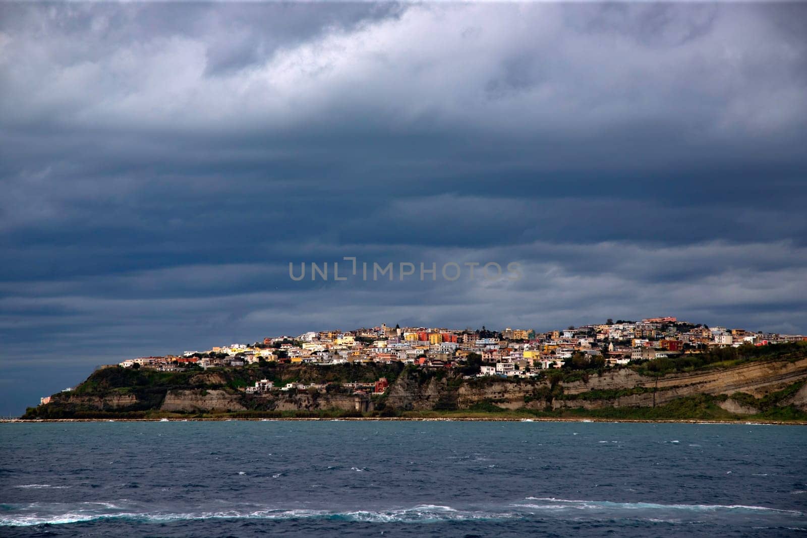 Bay of Pozzuoli viewed from the sea.
