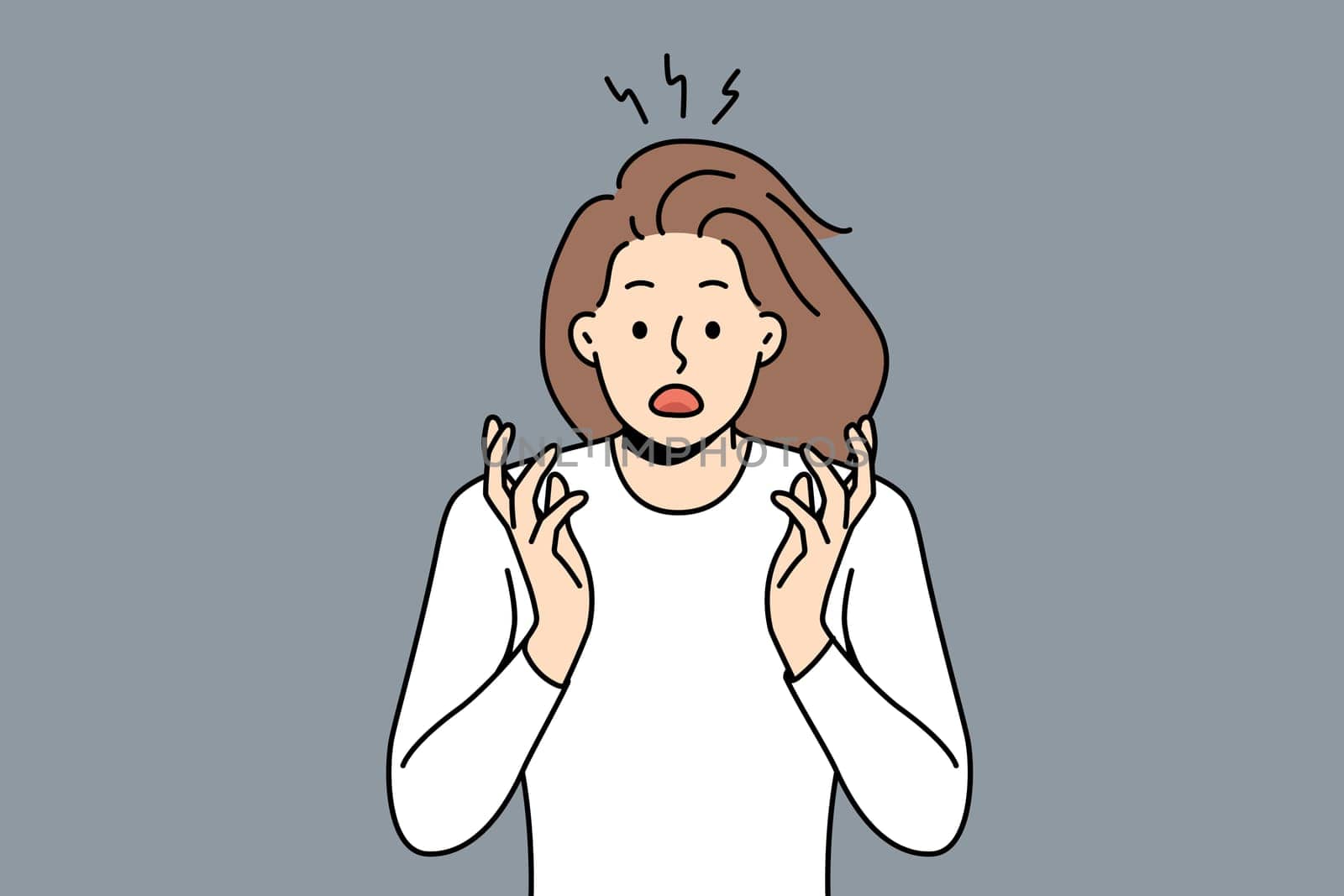 Stunned woman feel shocked and scared