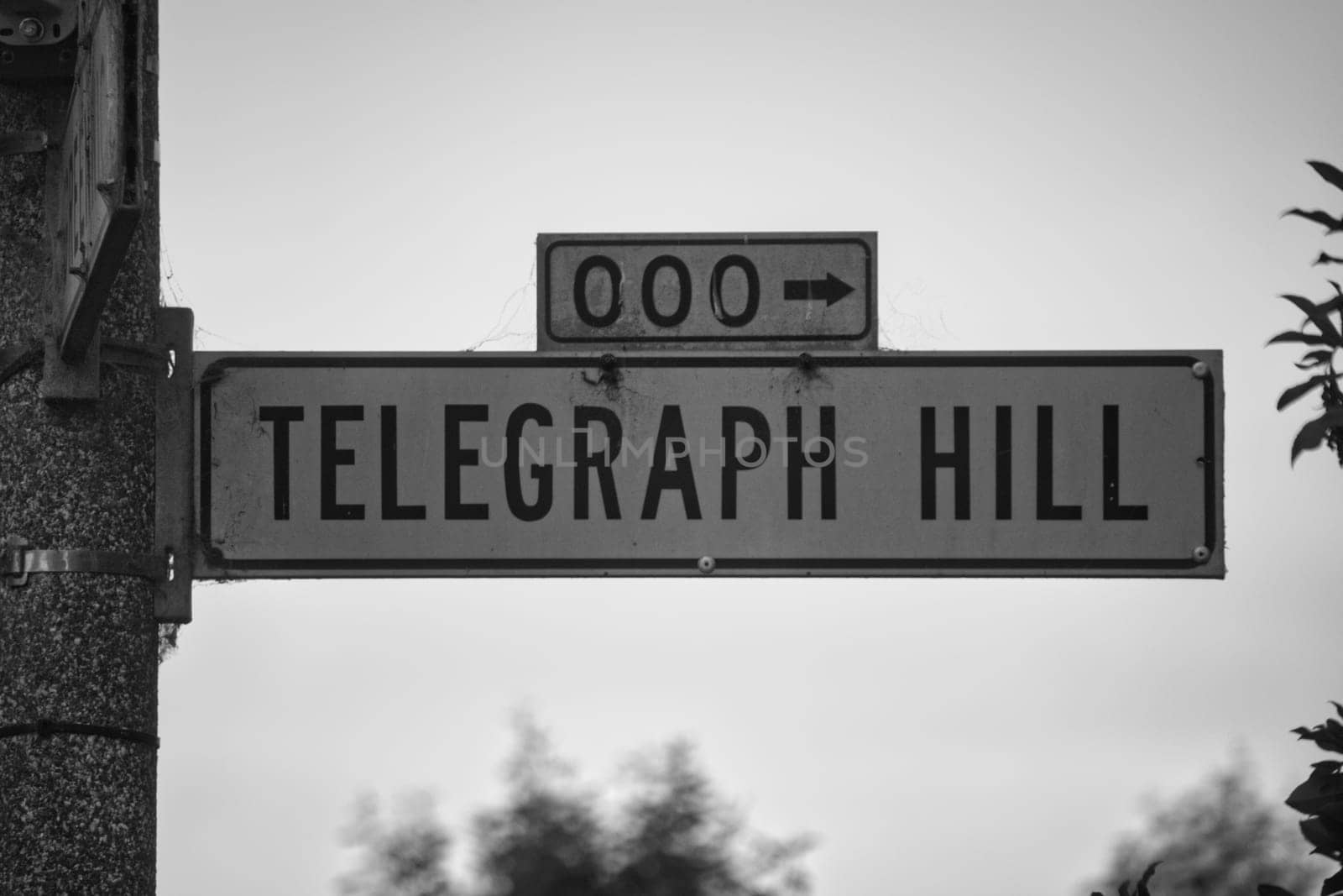 San Francisco, United States, November 2013: Street sign of Telegraph Hill in San Francisco, California United States.