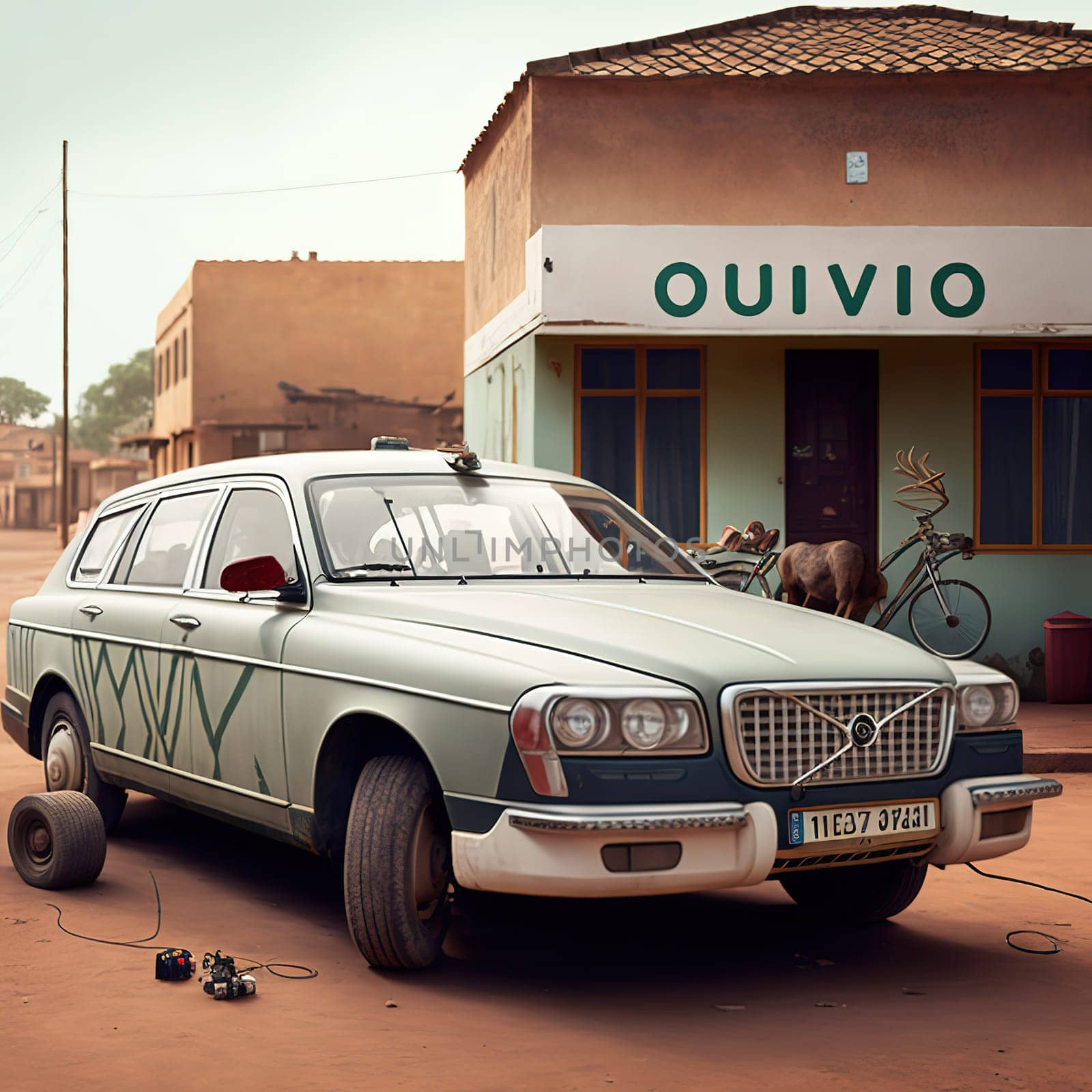 This painting showcases the iconic design and sleek lines of Benin's most well-known automobile, the Volvos. The image is generated with the use of an AI. Volvos, Benin, automobile, industry, design, mobility, pride, technology, AI generated, transportation, car, vehicle, iconic, sleek, lines, engineering, manufacturing, brand, famous, well-known, local