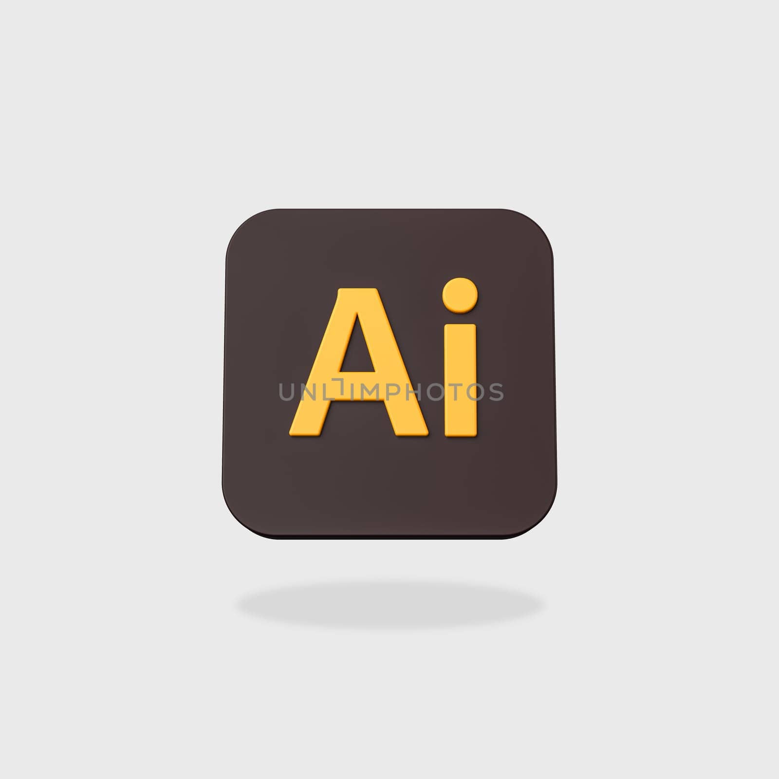 Adobe Illustrator App Icon 3D Shape Isolated on Flat Light Gray Background with Shadow 3D Illustration