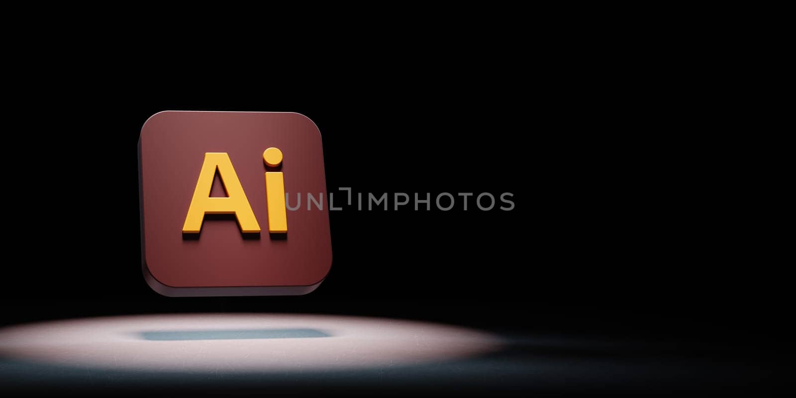 Adobe Illustrator App Icon 3D Symbol Shape Spotlighted on Black Background with Copy Space 3D Illustration