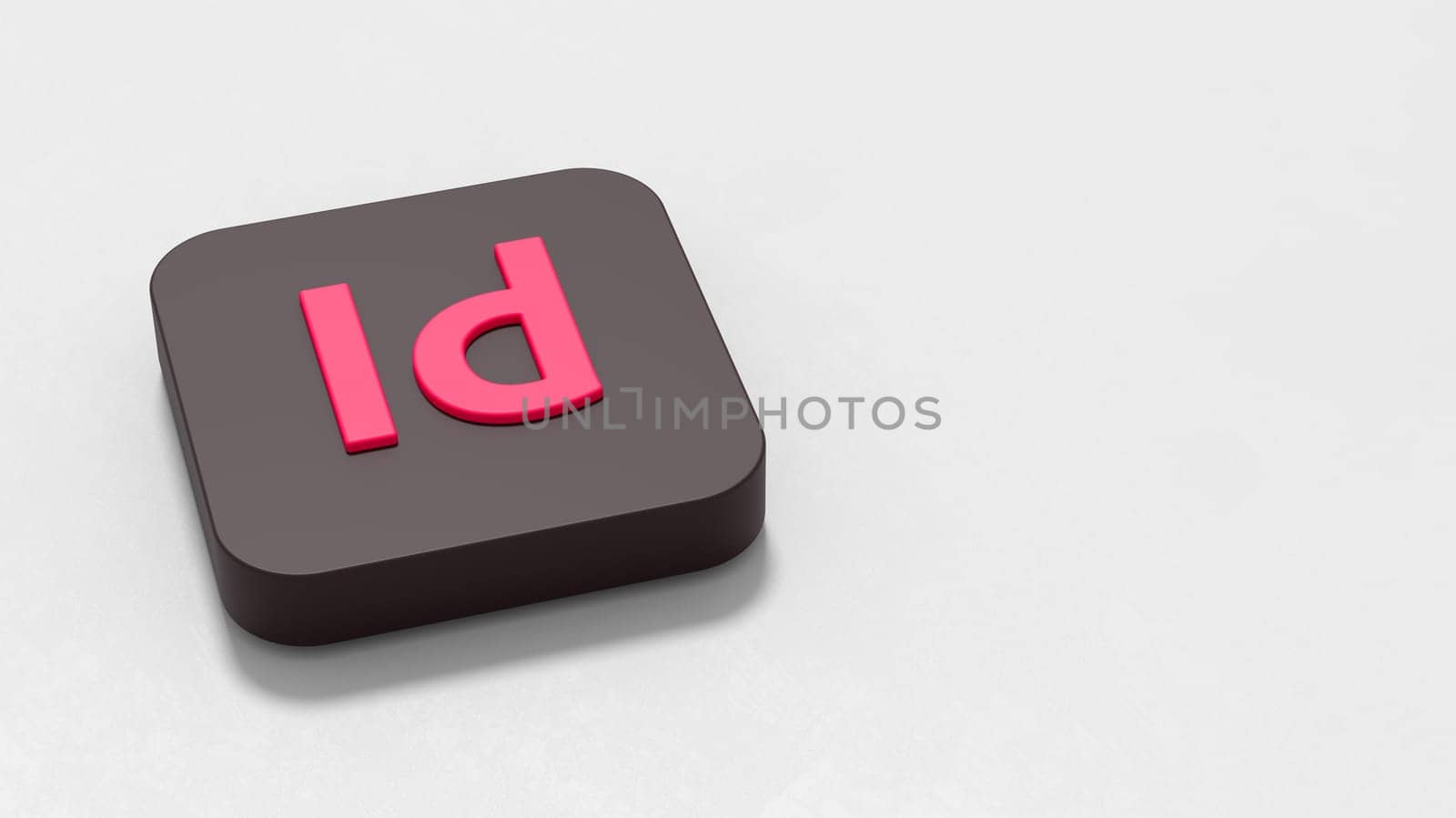Adobe Indesign App Icon 3D Symbol Shape on Plastered Gray Background with Copy Space 3D Illustration