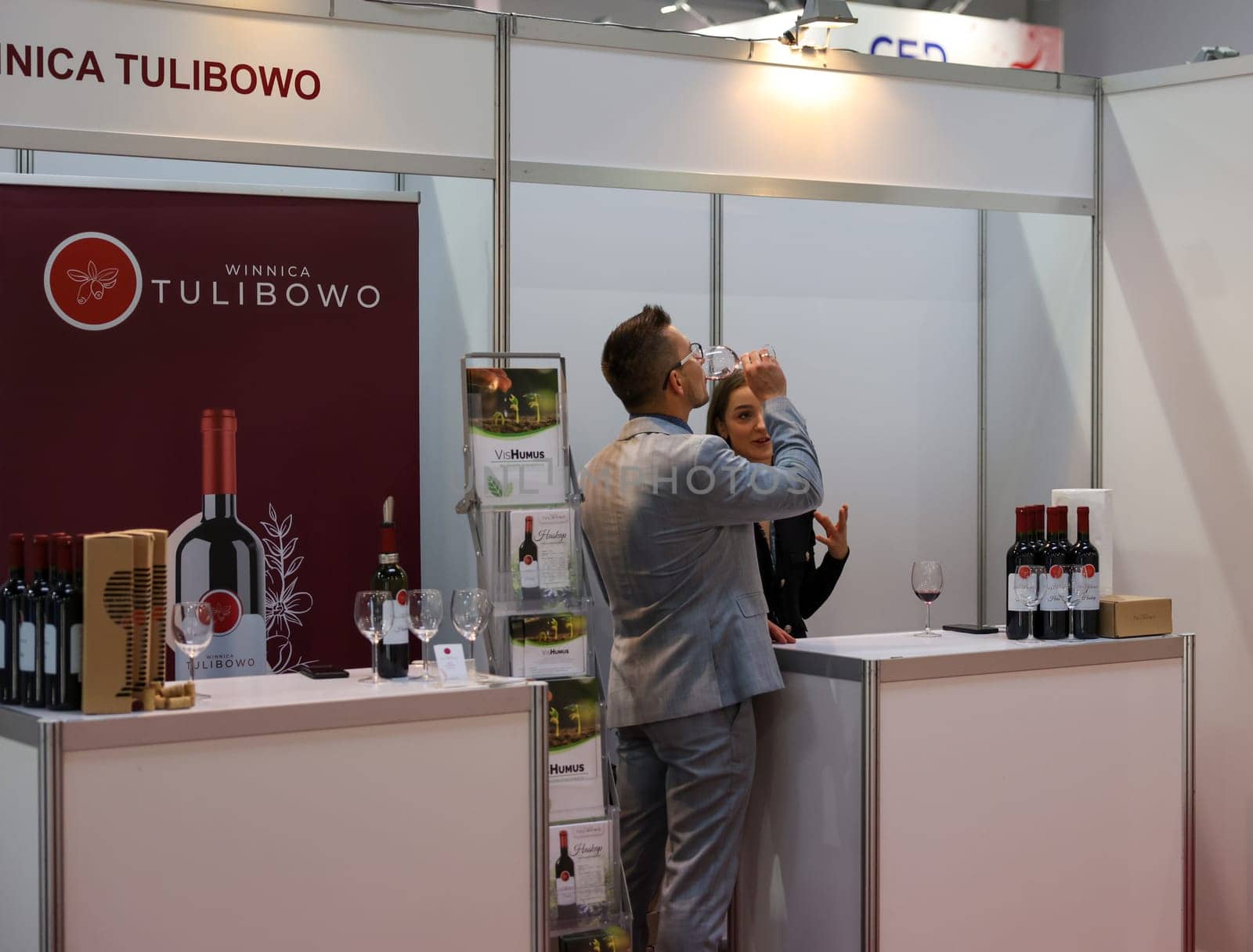 Cracow, Poland - November 17, 2022: International Wine Trade Fair ENOEXPO in Cracow. Producers of wine from all around the world meet the importers distributors and representatives.