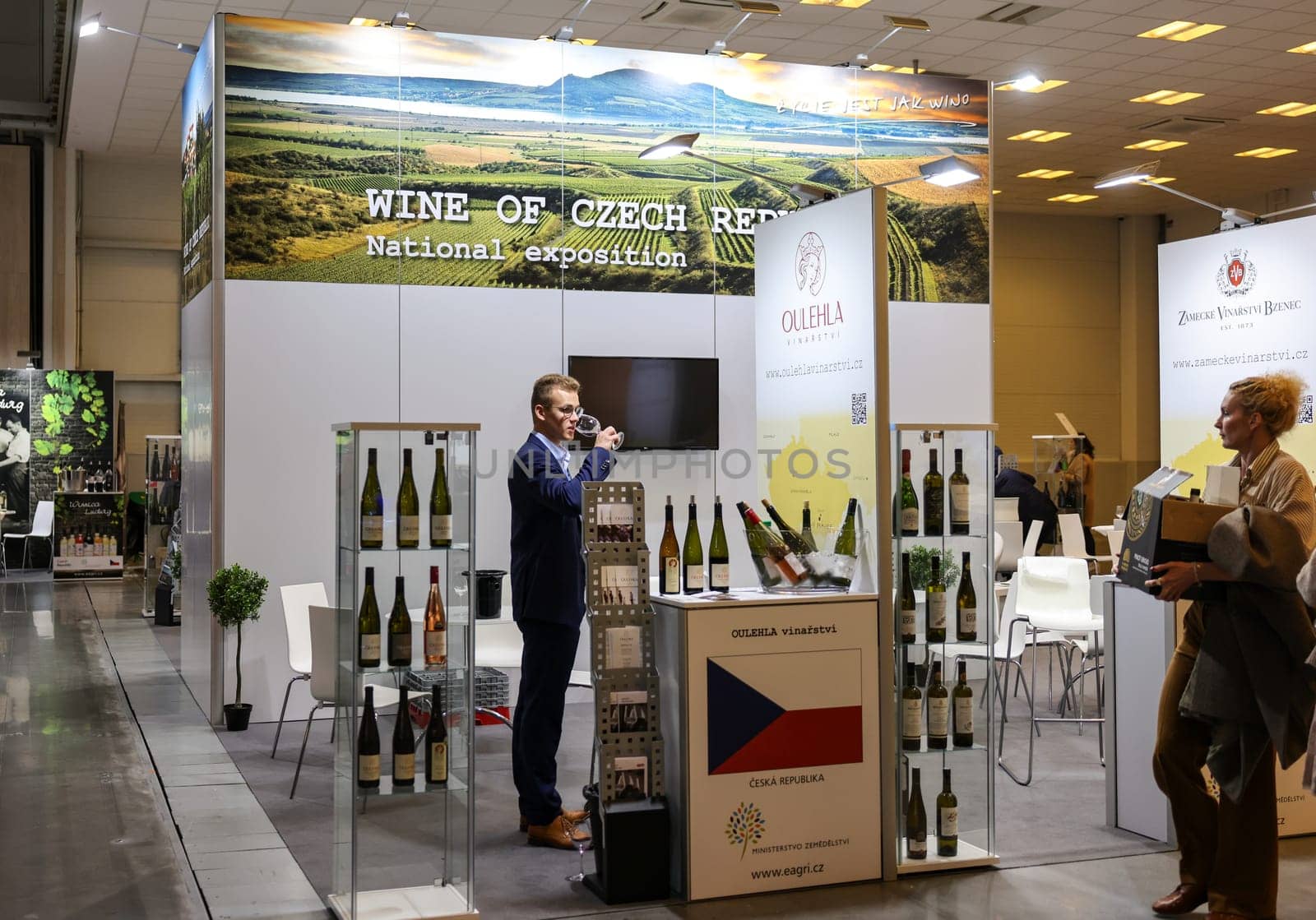 Cracow, Poland - November 17, 2022: International Wine Trade Fair ENOEXPO in Cracow. Producers of wine from all around the world meet the importers distributors and representatives.