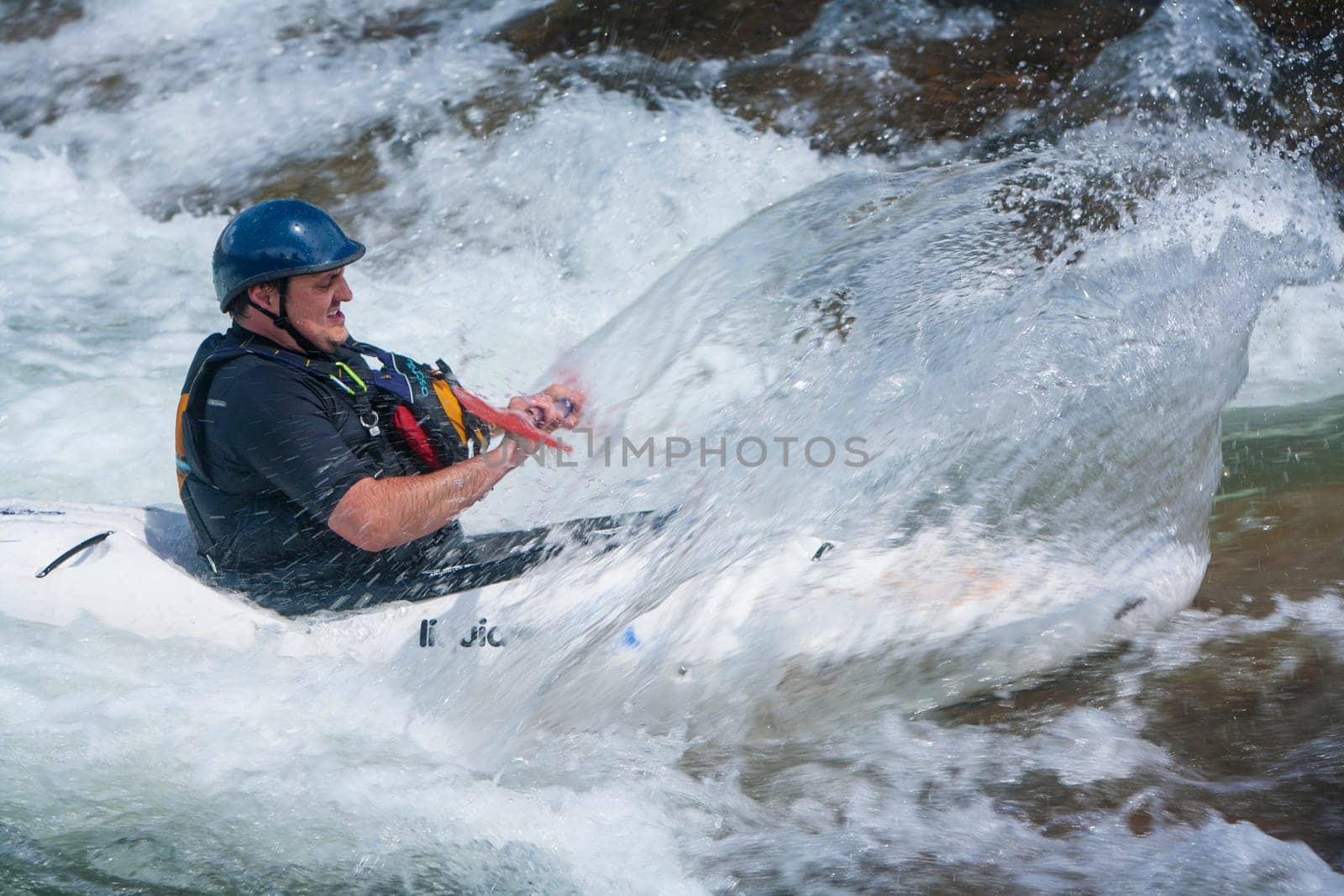 Kayaking on the Uncompahgre River in Ridgeway Colorado. USA