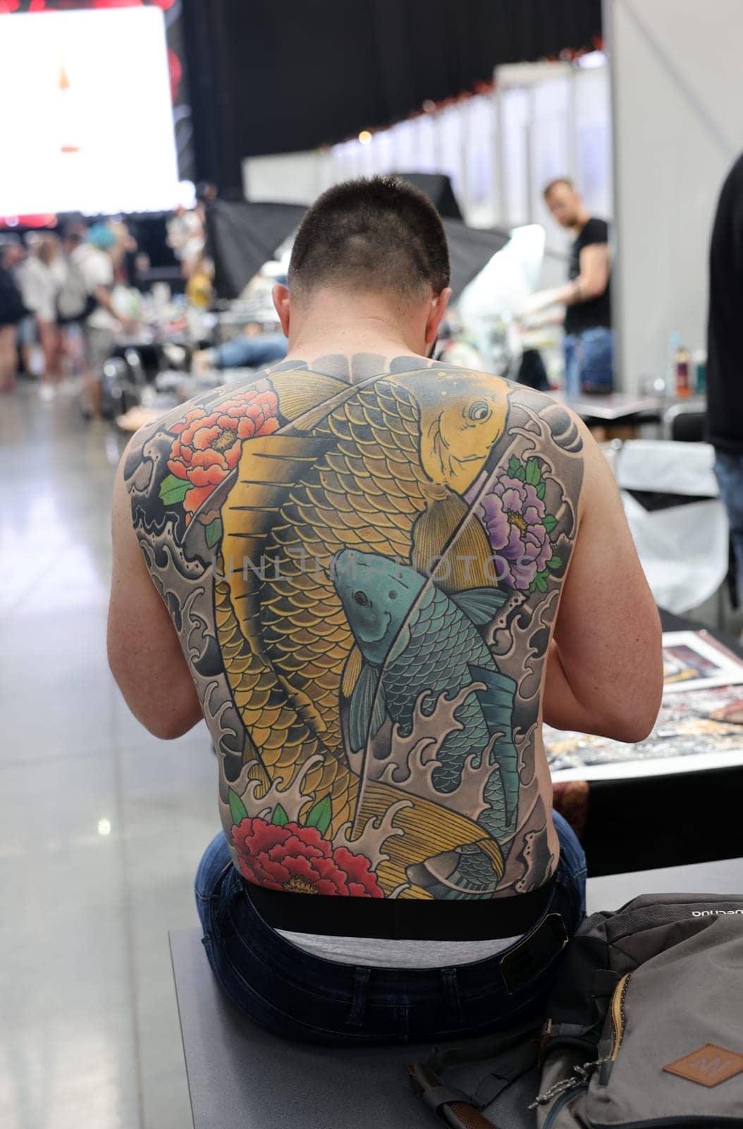 Krakow, Poland -  June 12, 2022: Unidentified  participant at 15th Tattoofest Convention in Cracow. One of the most prestigious tattoo festivals.