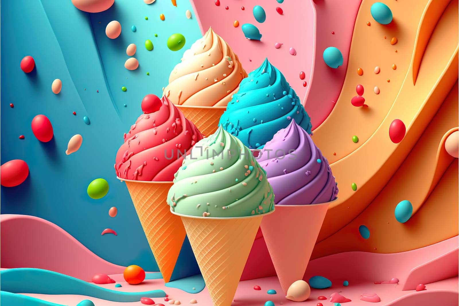 Colorful ice cream background.