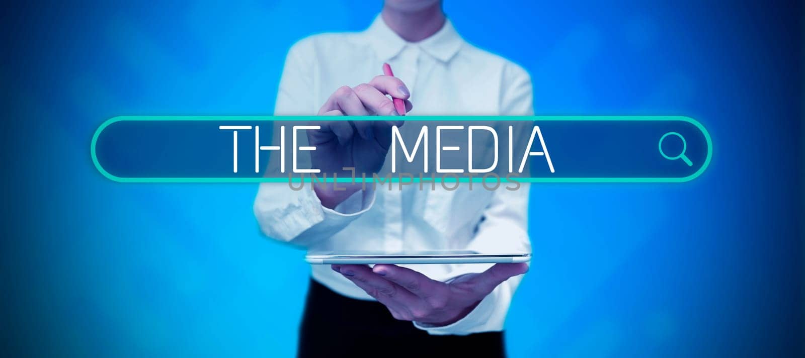 Text sign showing The Media, Word Written on main means of mass communication that are regarded collectively