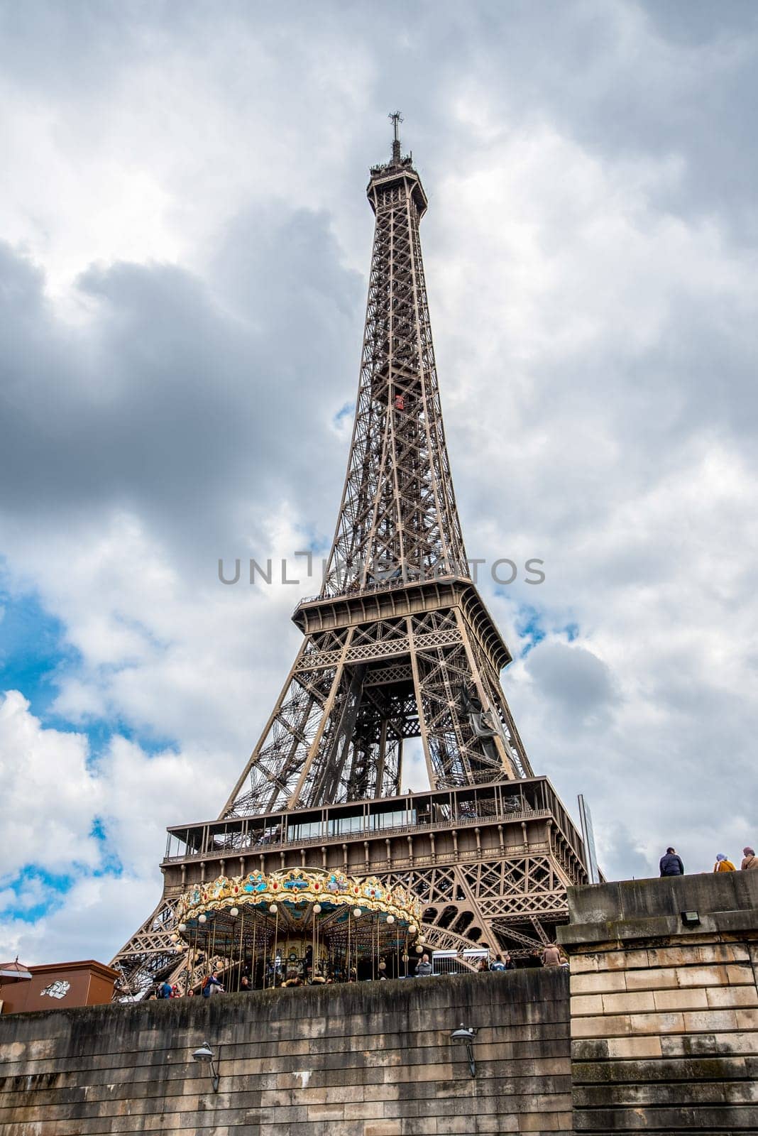 View of the Eiffel Tower in Paris from Trocadero Garden, France