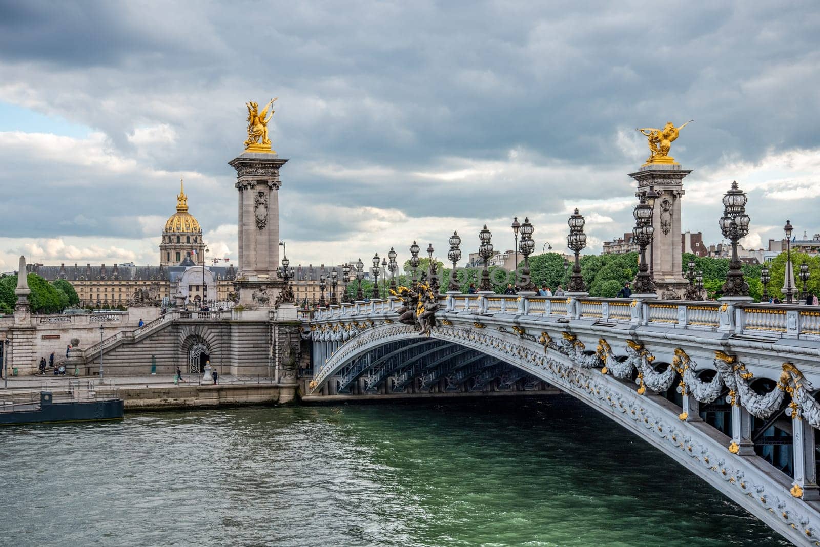 Bridge Alexandre III with view to the Military Museum, Paris France