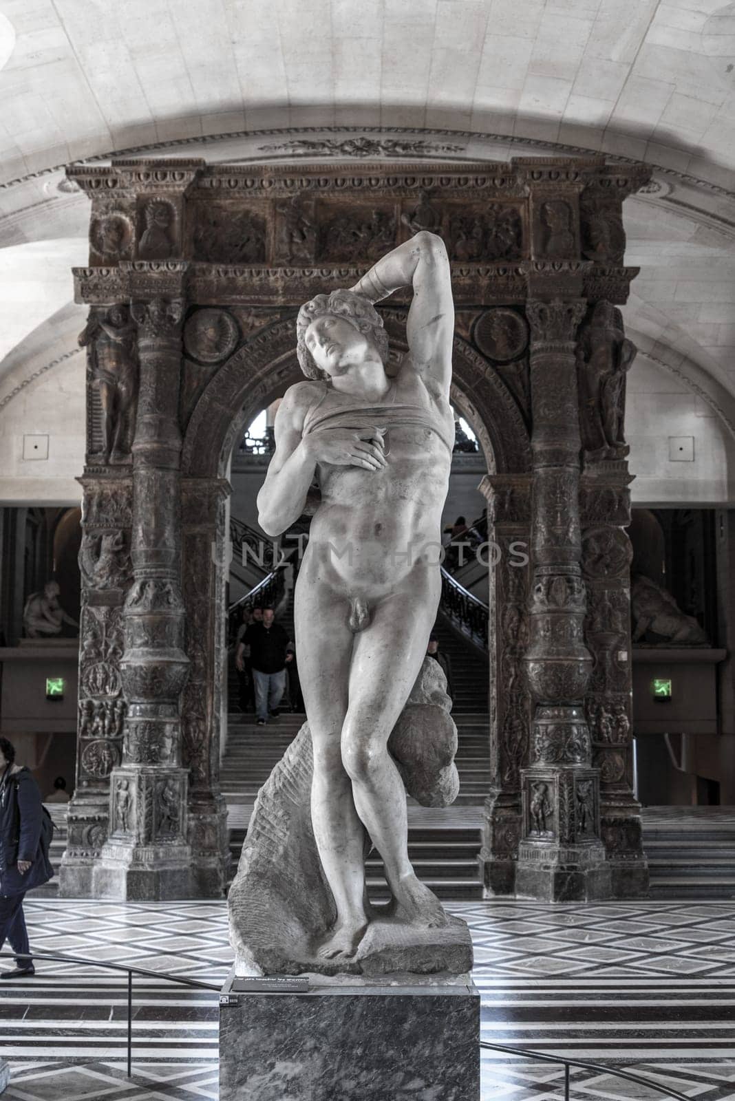 Beautiful antique sculptures in the Louvre museum in Paris, France