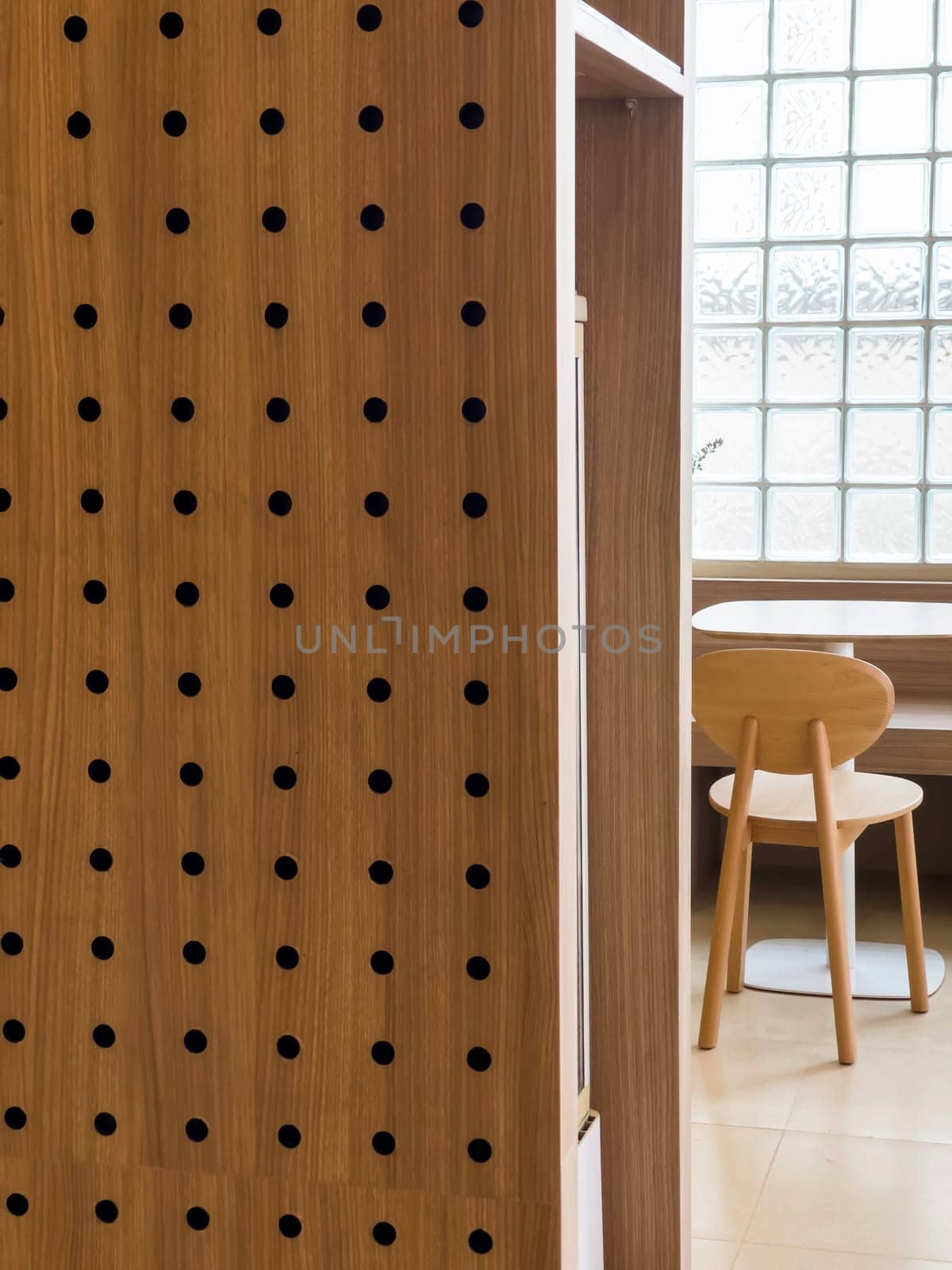 Minimal wooden style coffee shop decoration, stock photo