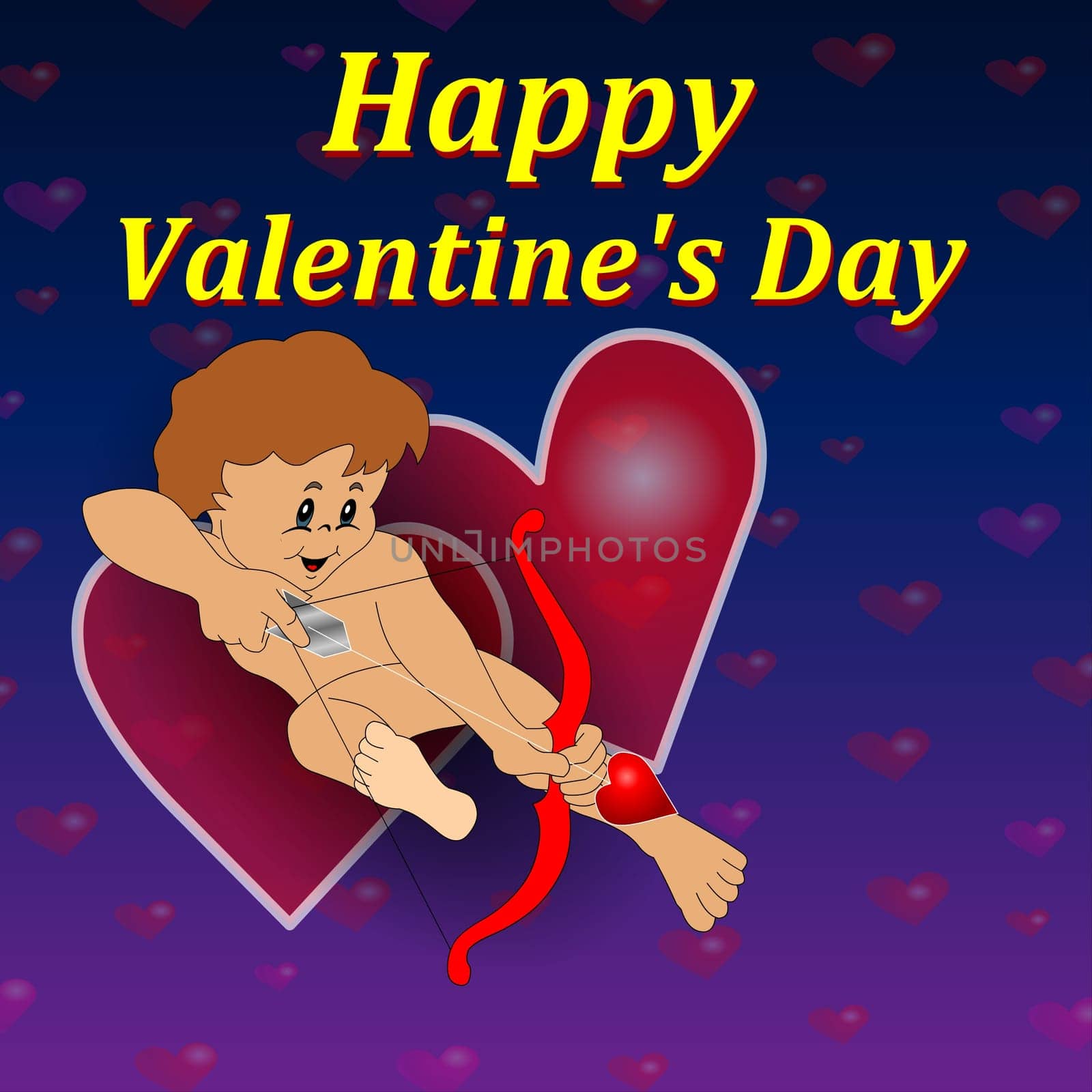 Valentine's day greeting card with cupid on white background - Valentine Day