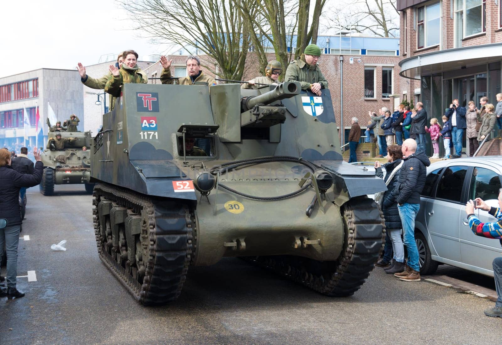 Military parade by "keep them rolling"", a foundation who maintains military vehicles with the purpose of keeping the 2nd WW memories alive"