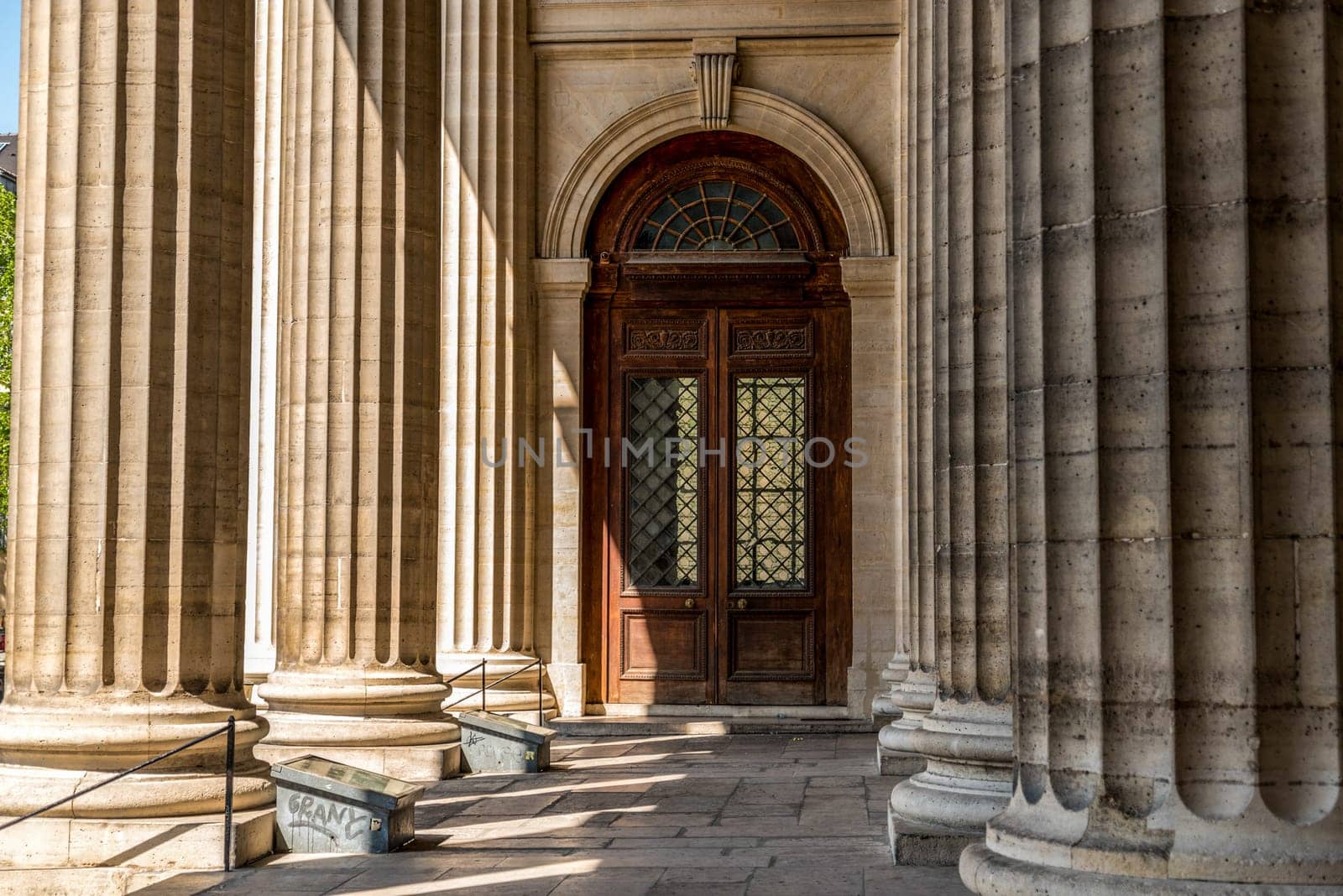 Column Portal of Church Saint Sulpice in Paris, France